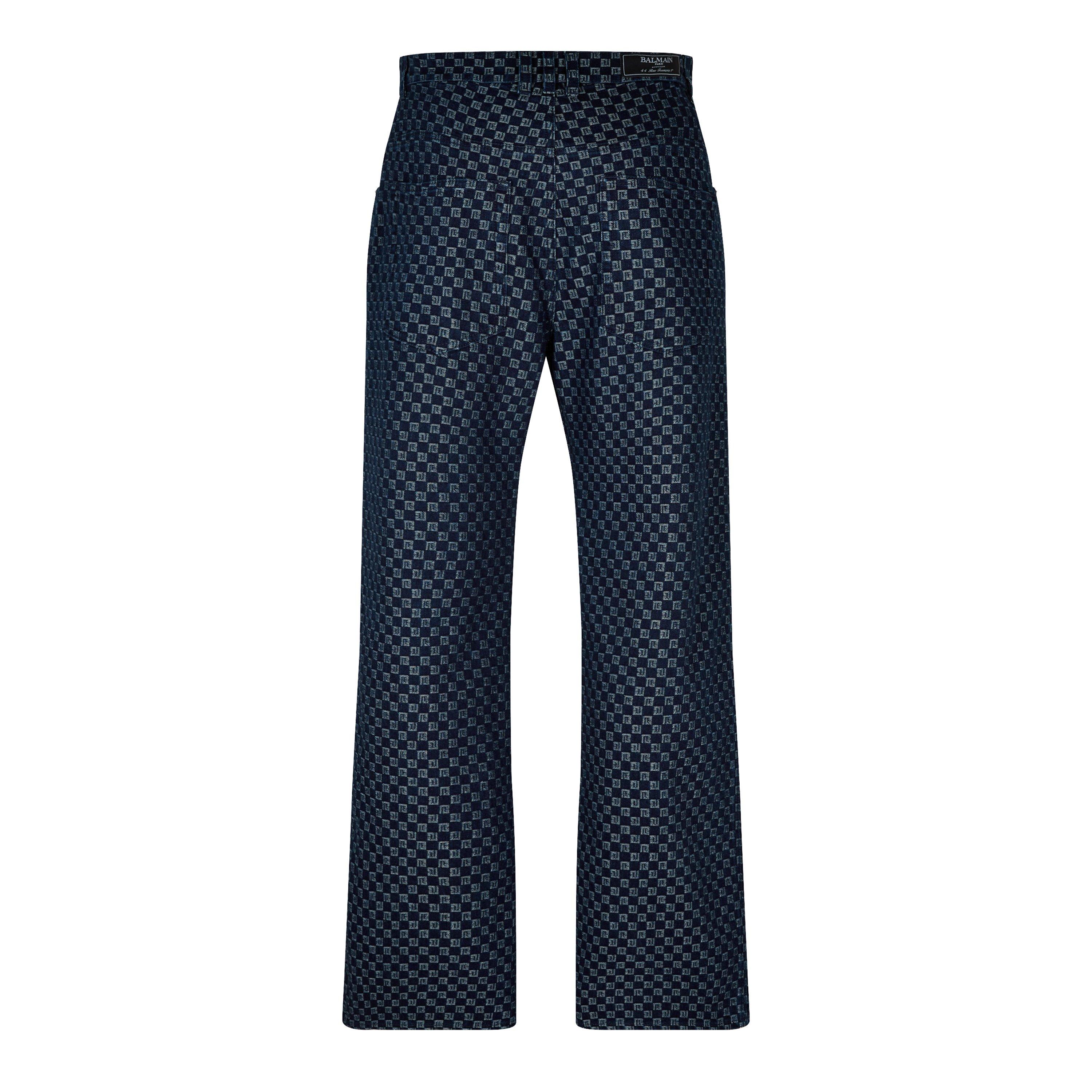 Blue - Balmain - Men's Monogram Denim Straight Leg Jeans - 6