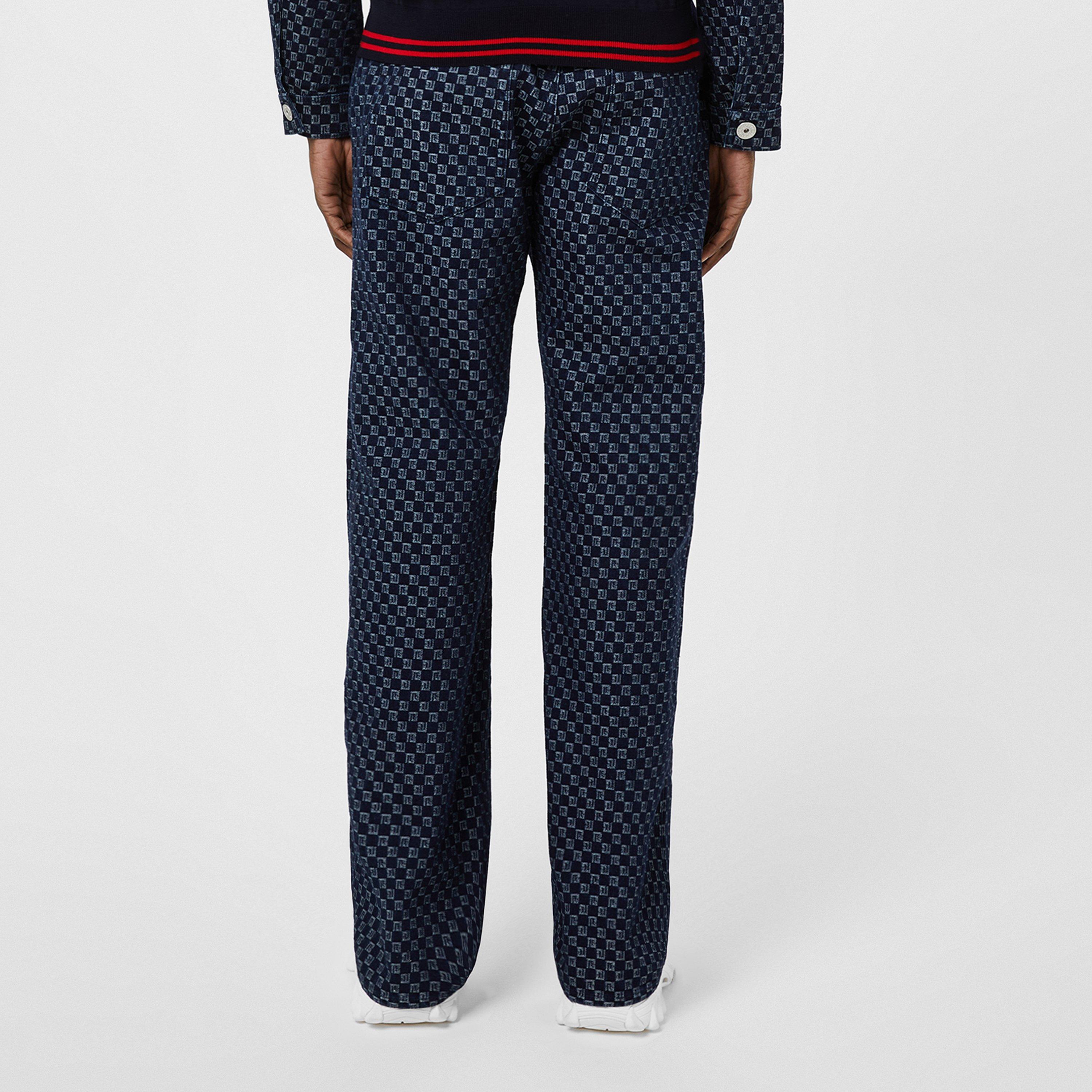 Blue - Balmain - Men's Monogram Denim Straight Leg Jeans - 3