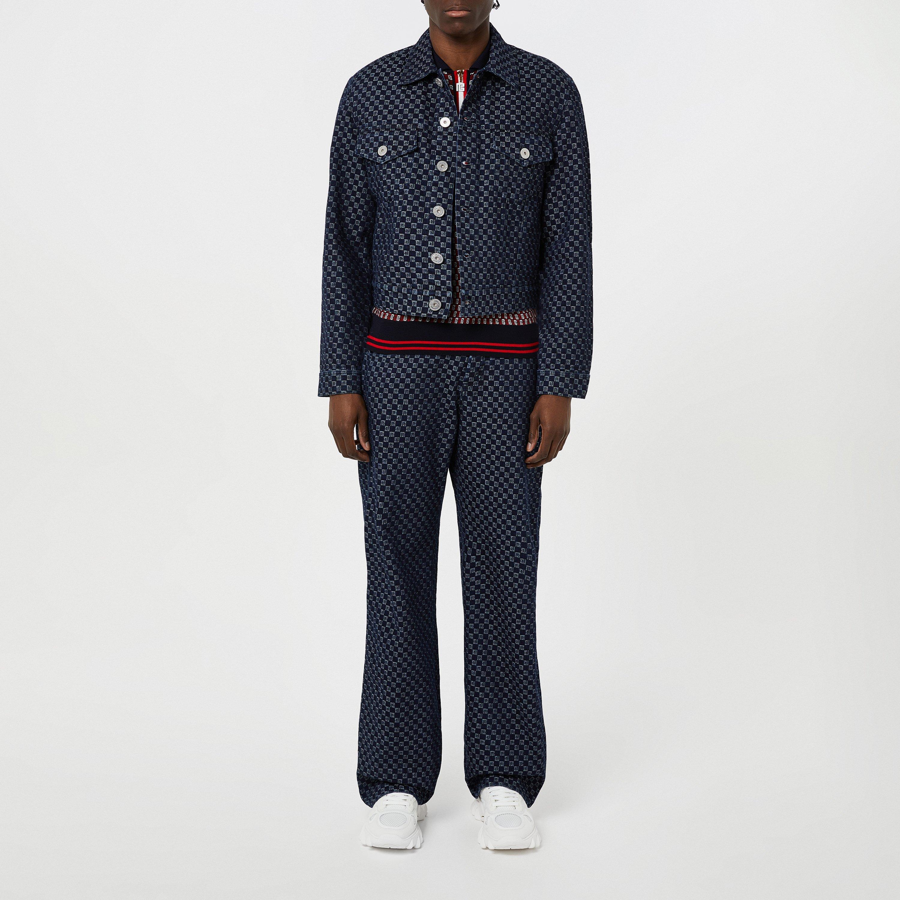 Blue - Balmain - Men's Monogram Denim Straight Leg Jeans - 4