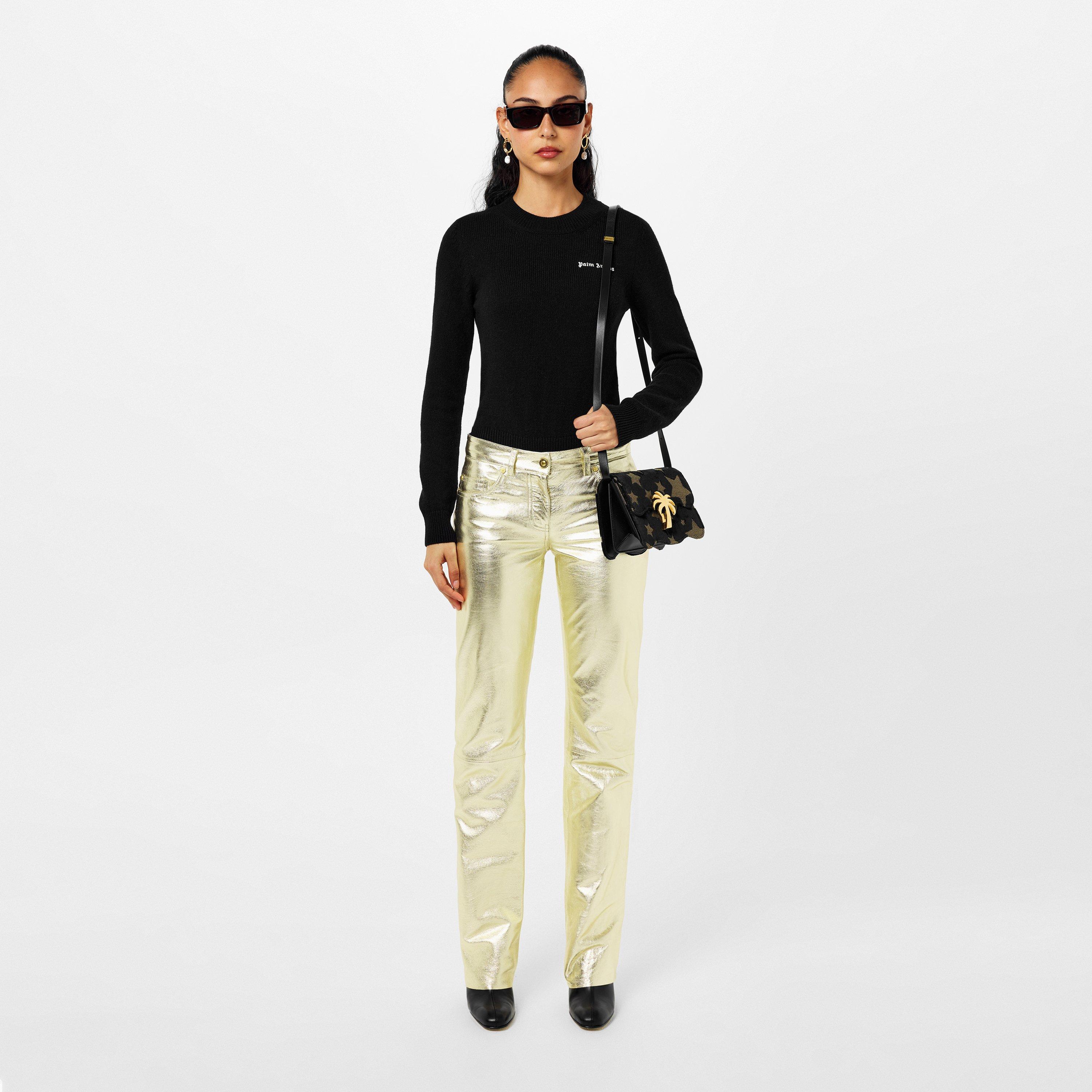 Gold - Palm Angels - Laminated Leather Trousers - 4