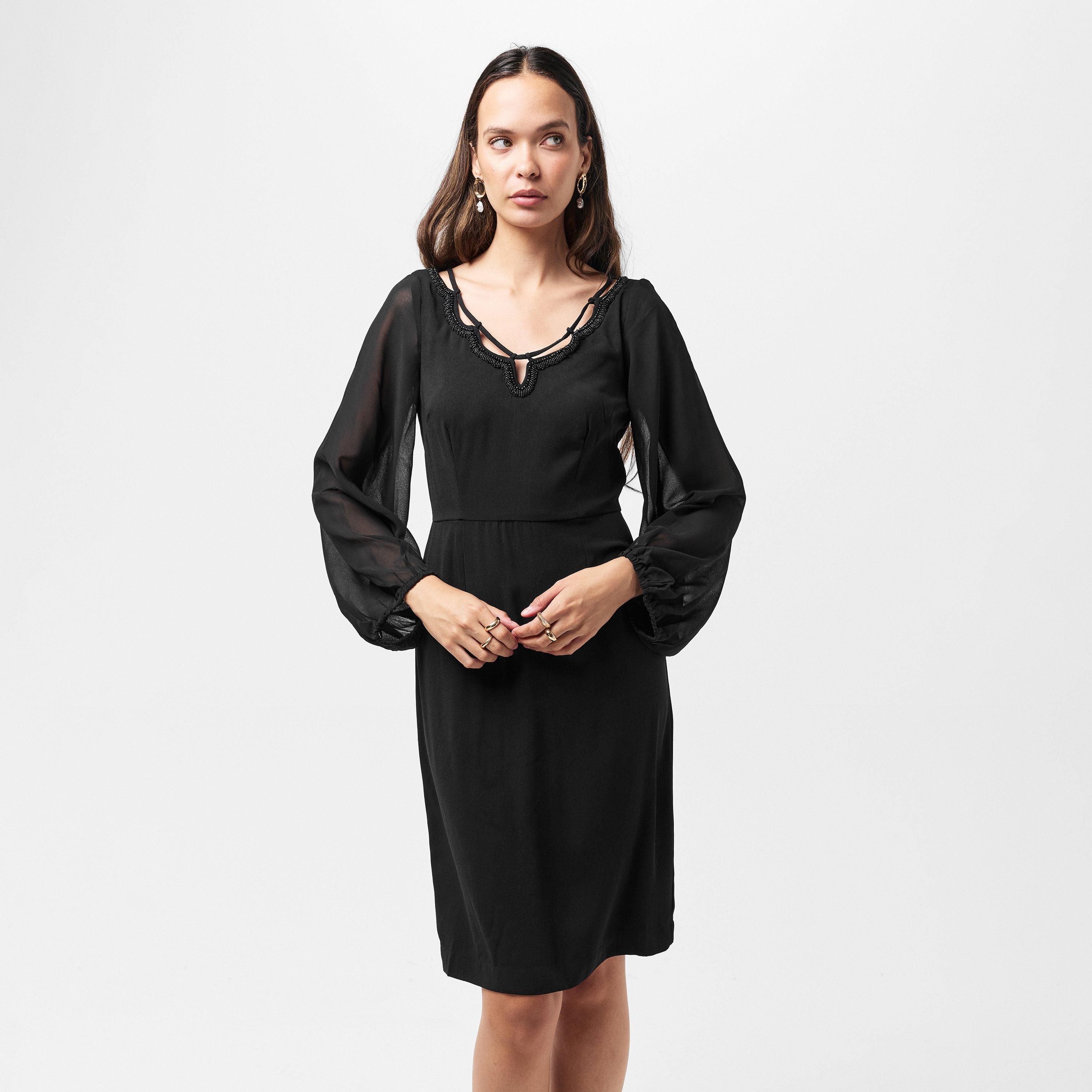 01-Blackout - French Connection - Women's Addinala Crepe Mini Dress - 3