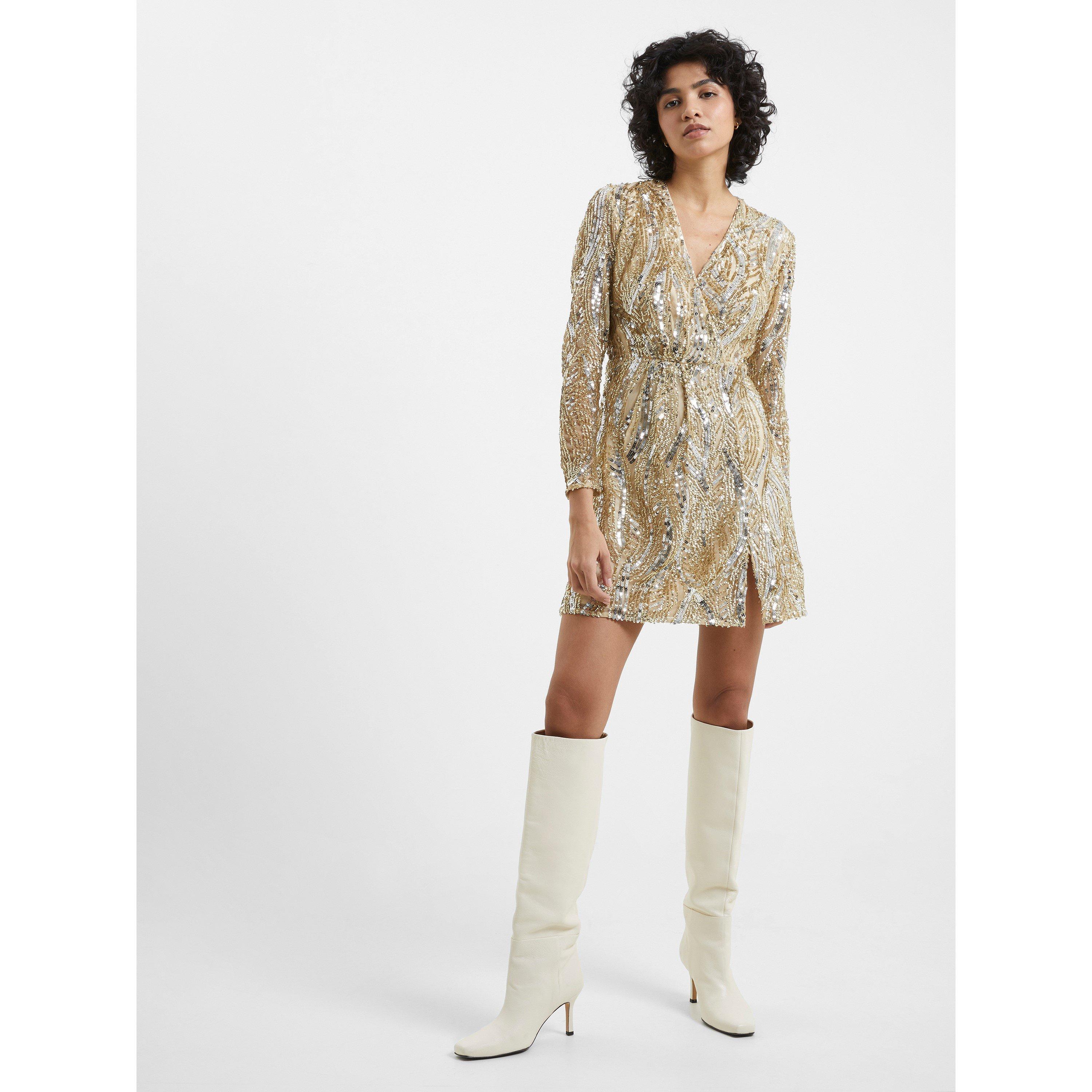 01-Cement Go - French Connection - Women's Deniz Embellished Mini Dress - 2