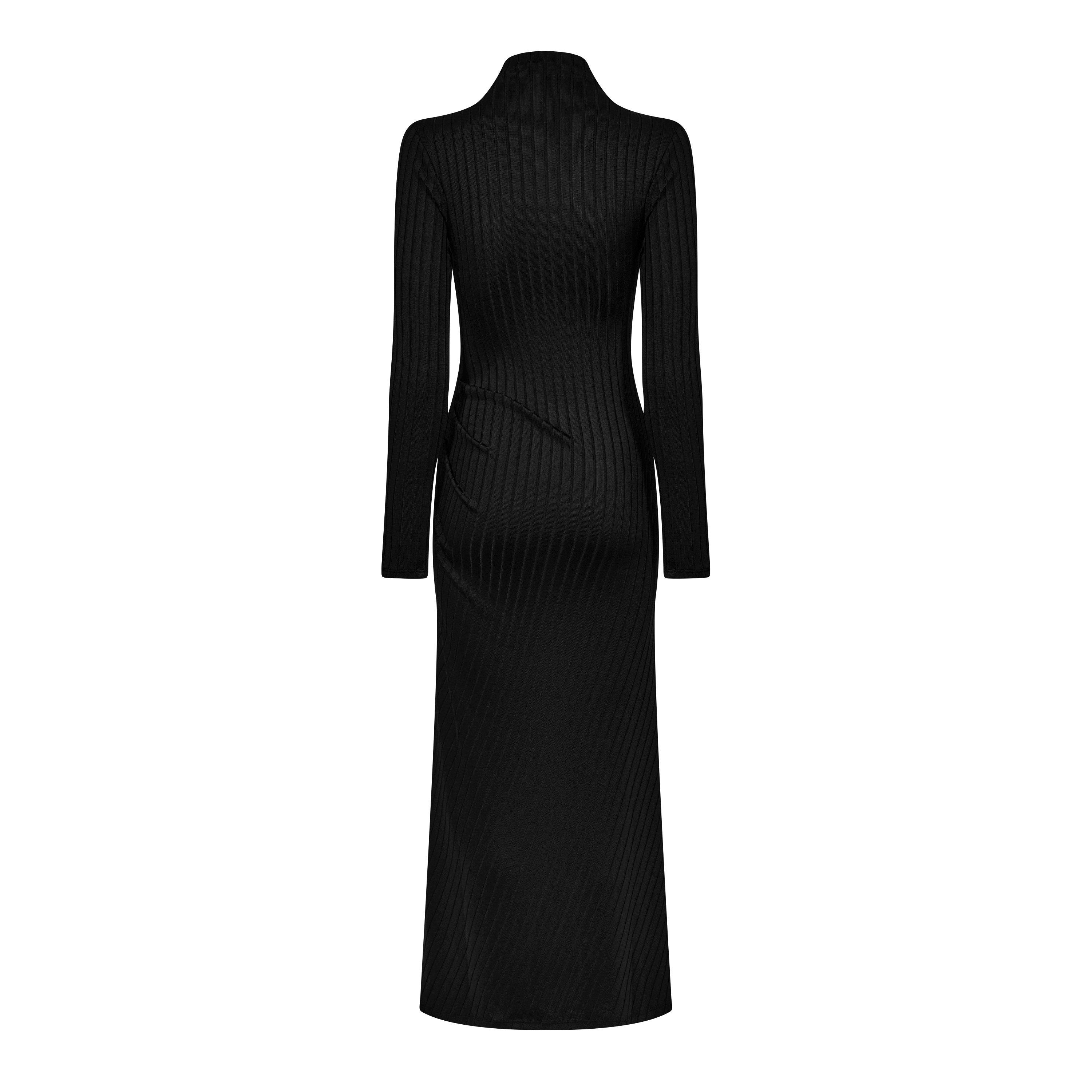 Black - Good American - Women's Shine Rib Knitted Midi Bodycon Dress - 6