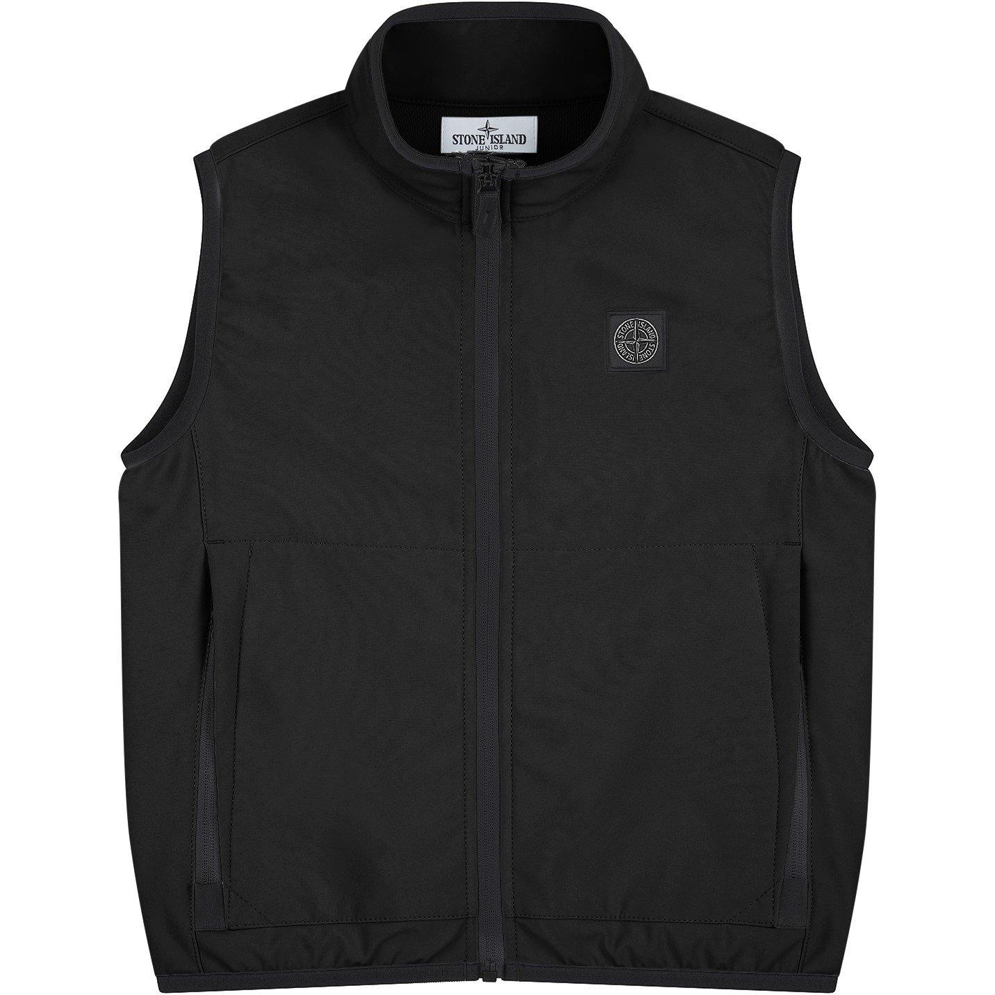 Black V0029 - Stone Island - Kids' Water-Resistant Sleeveless Zip Gilet - 1