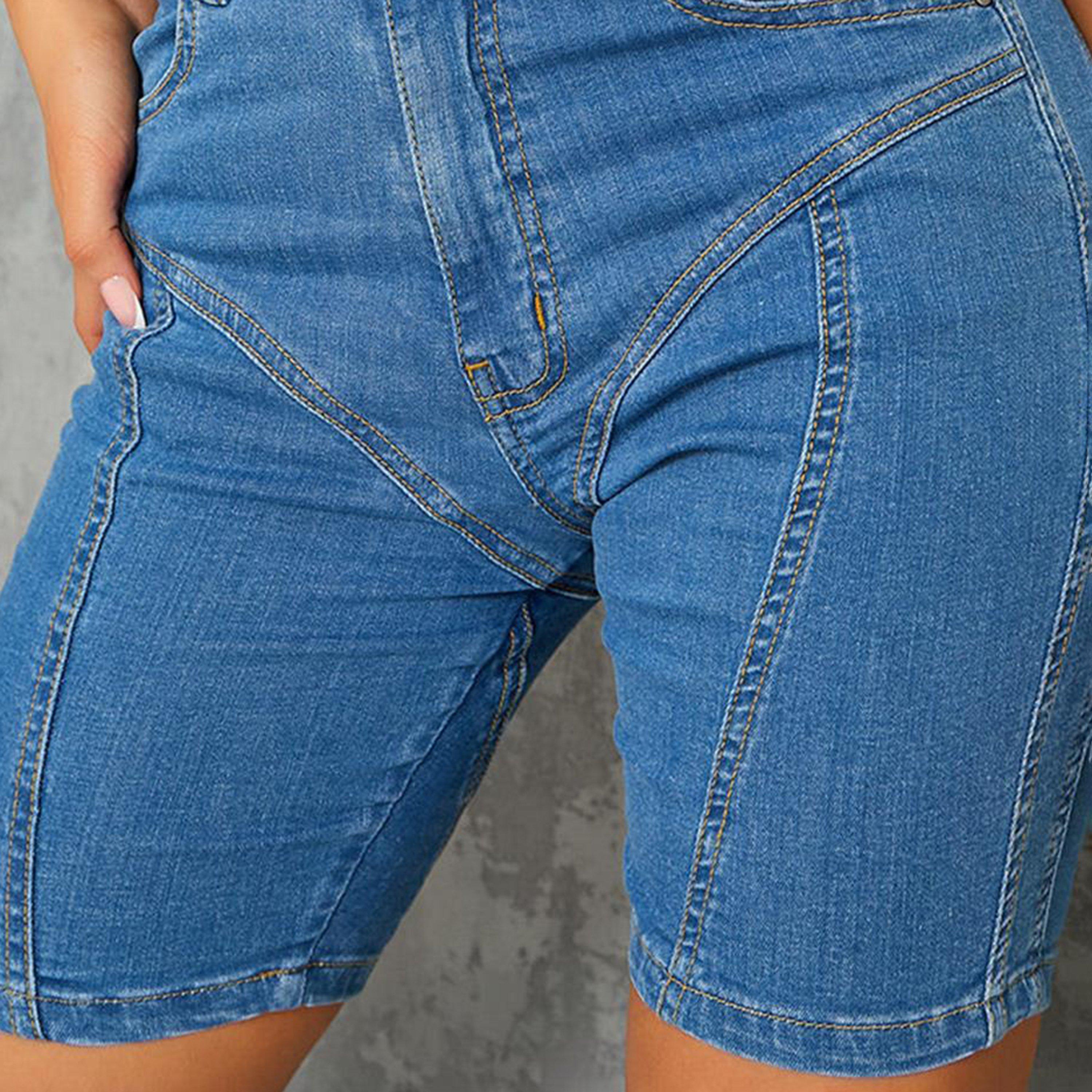 Blå - I Saw It First - ISAWITFIRST Seam Detail Denim Cycling Shorts - 5