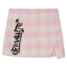 Off White Checked Boucle Graffiti Skirt Junior