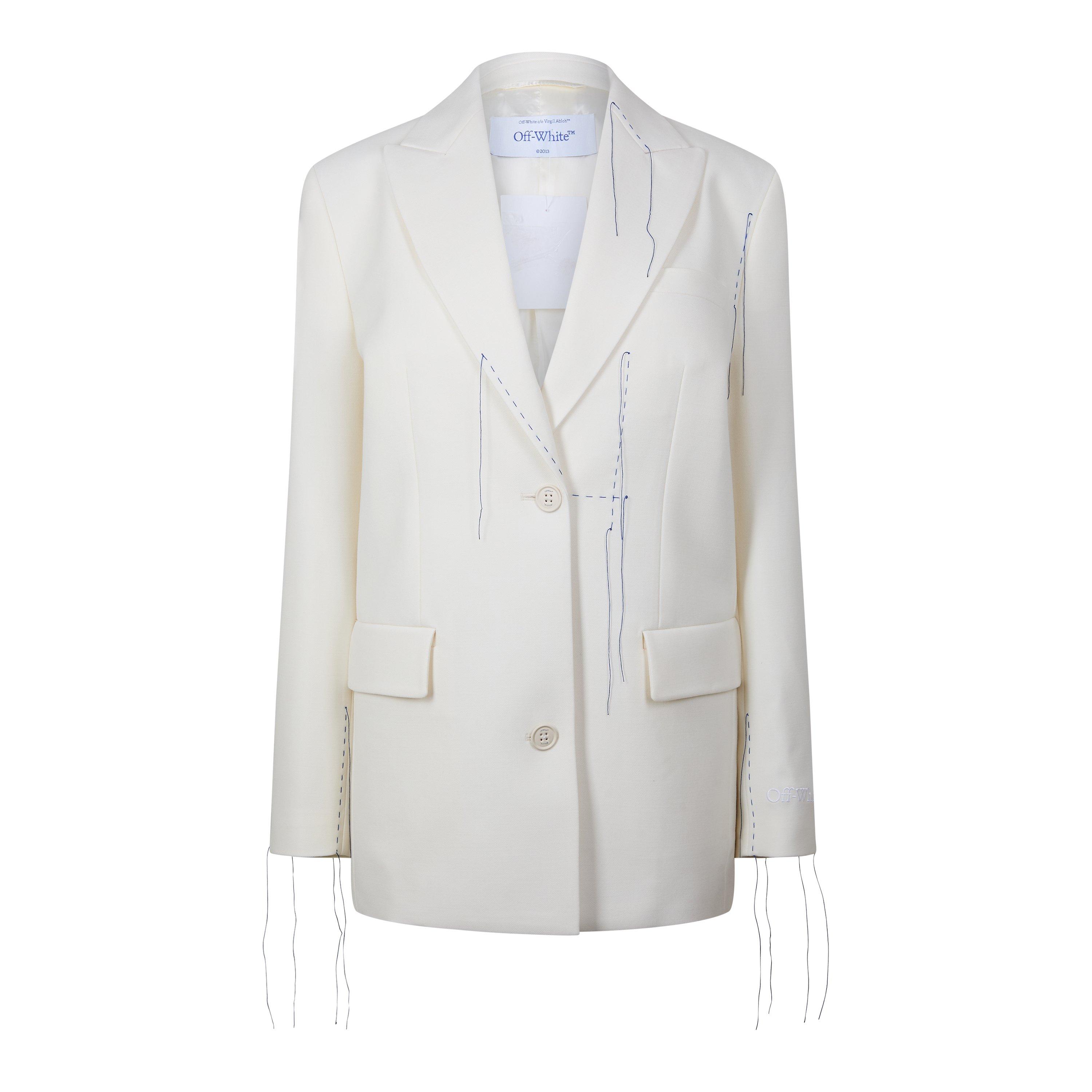 White - Off White - Women's Wool Stitching Tomboy Softshell Jacket - 1