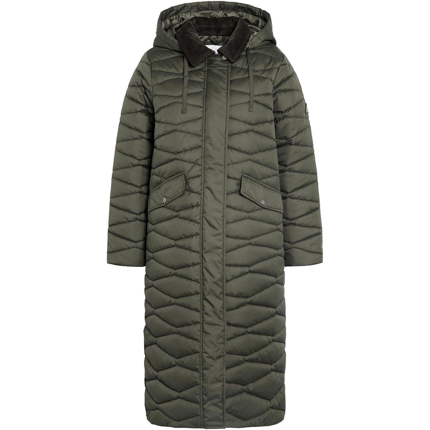 Olive - Barbour - Women's Oakfield Long Length Diamond Quilted Jacket - 2