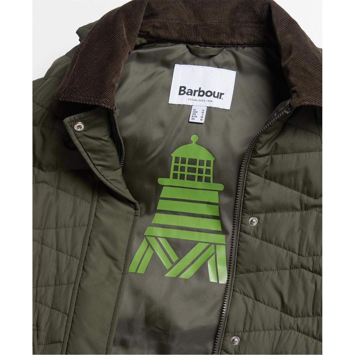 Olive - Barbour - Women's Oakfield Long Length Diamond Quilted Jacket - 7