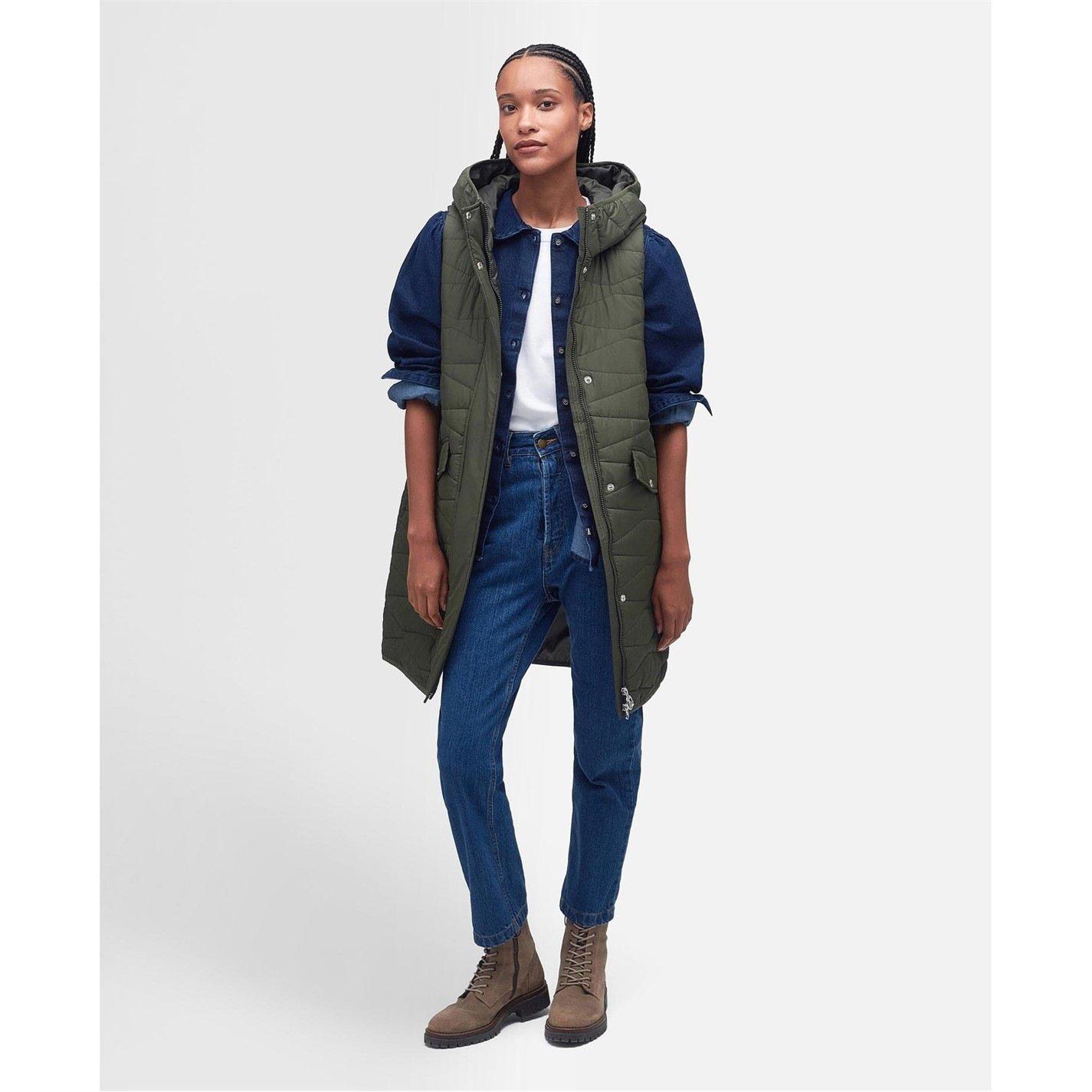 Olive - Barbour - Women's Oak Quilted Longline Gilet - 4