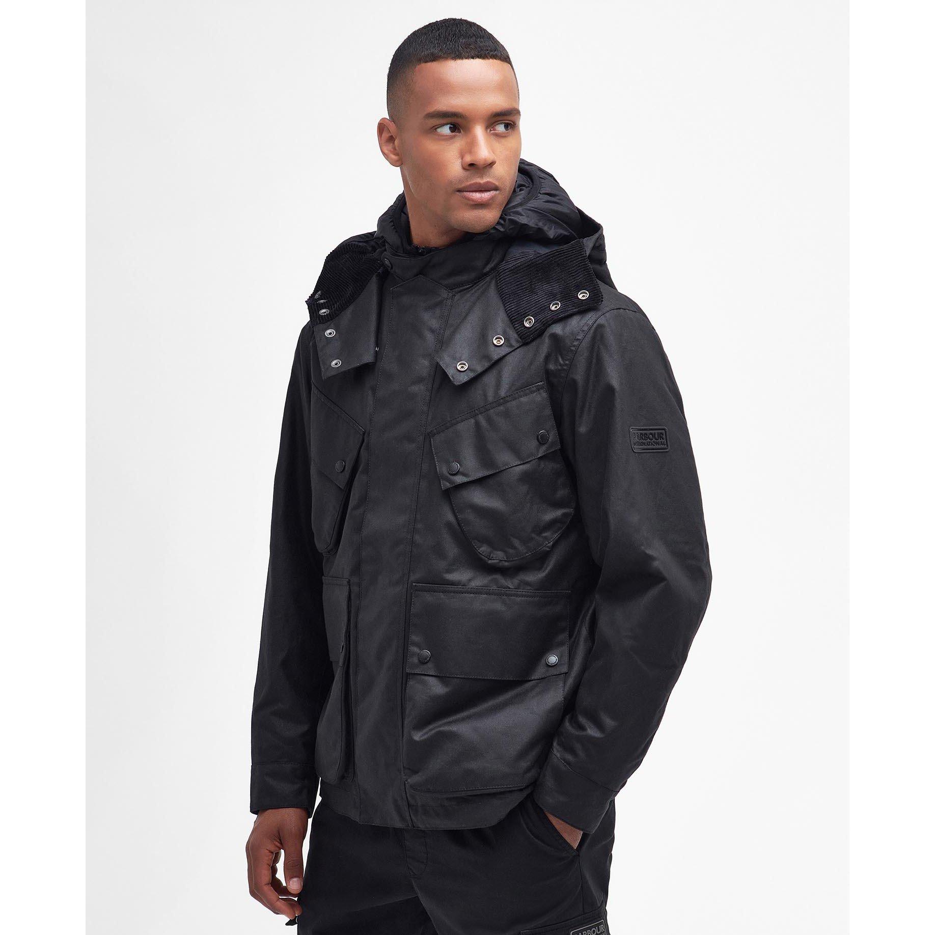 Black - Barbour International - Men's Element Waxed Cotton Tailored Fit Wax Jacket - 2
