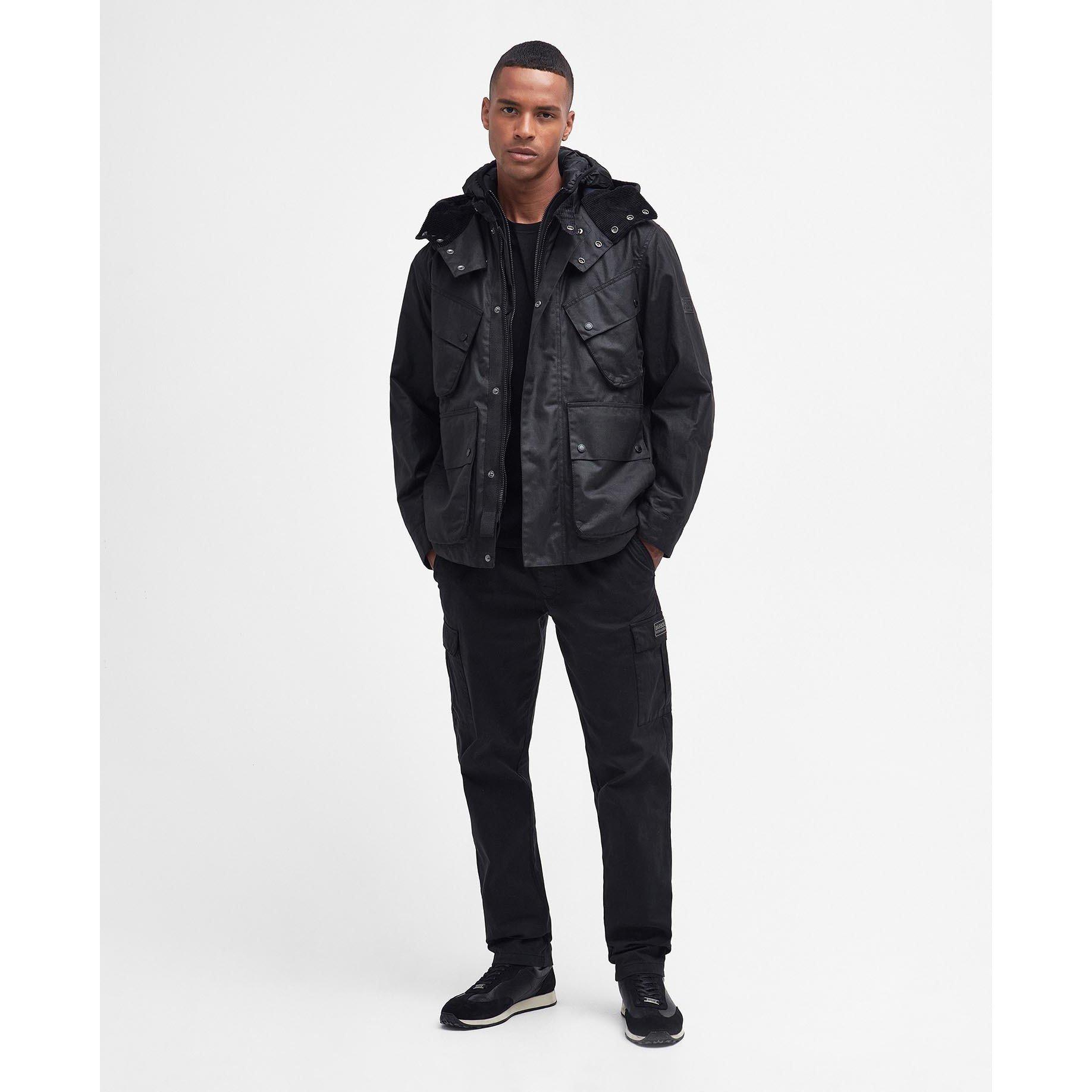 Black - Barbour International - Men's Element Waxed Cotton Tailored Fit Wax Jacket - 4