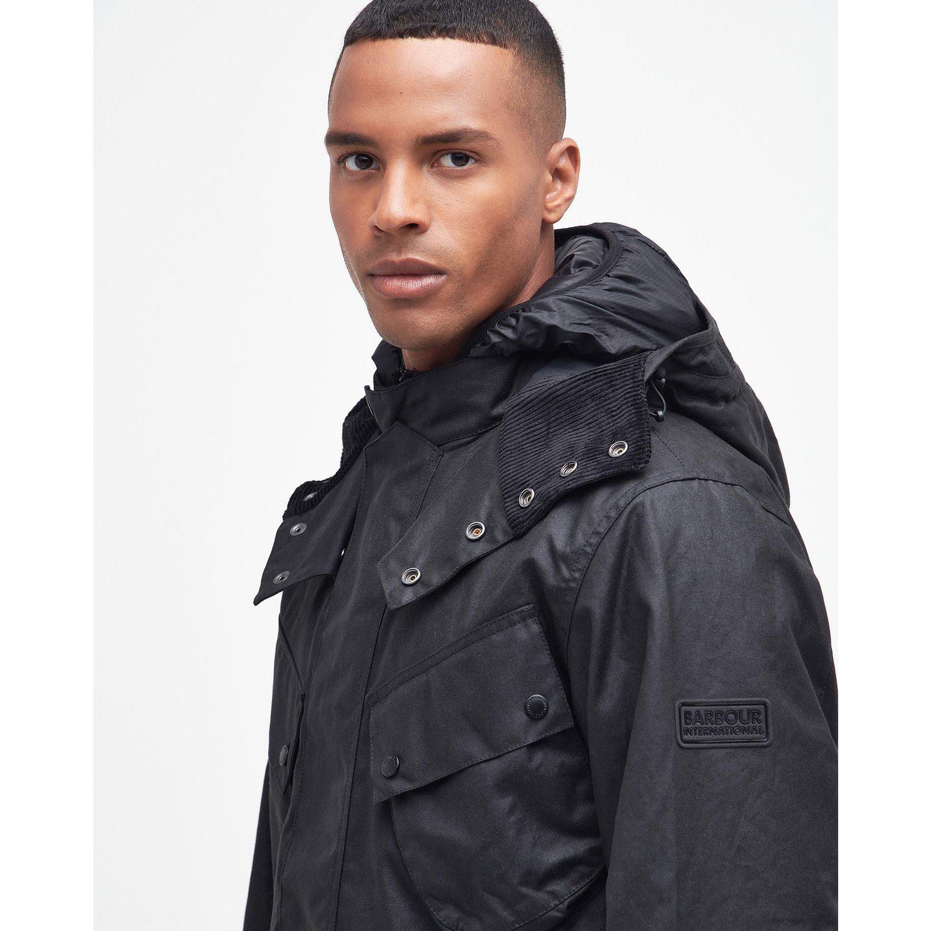 Black - Barbour International - Men's Element Waxed Cotton Tailored Fit Wax Jacket - 5