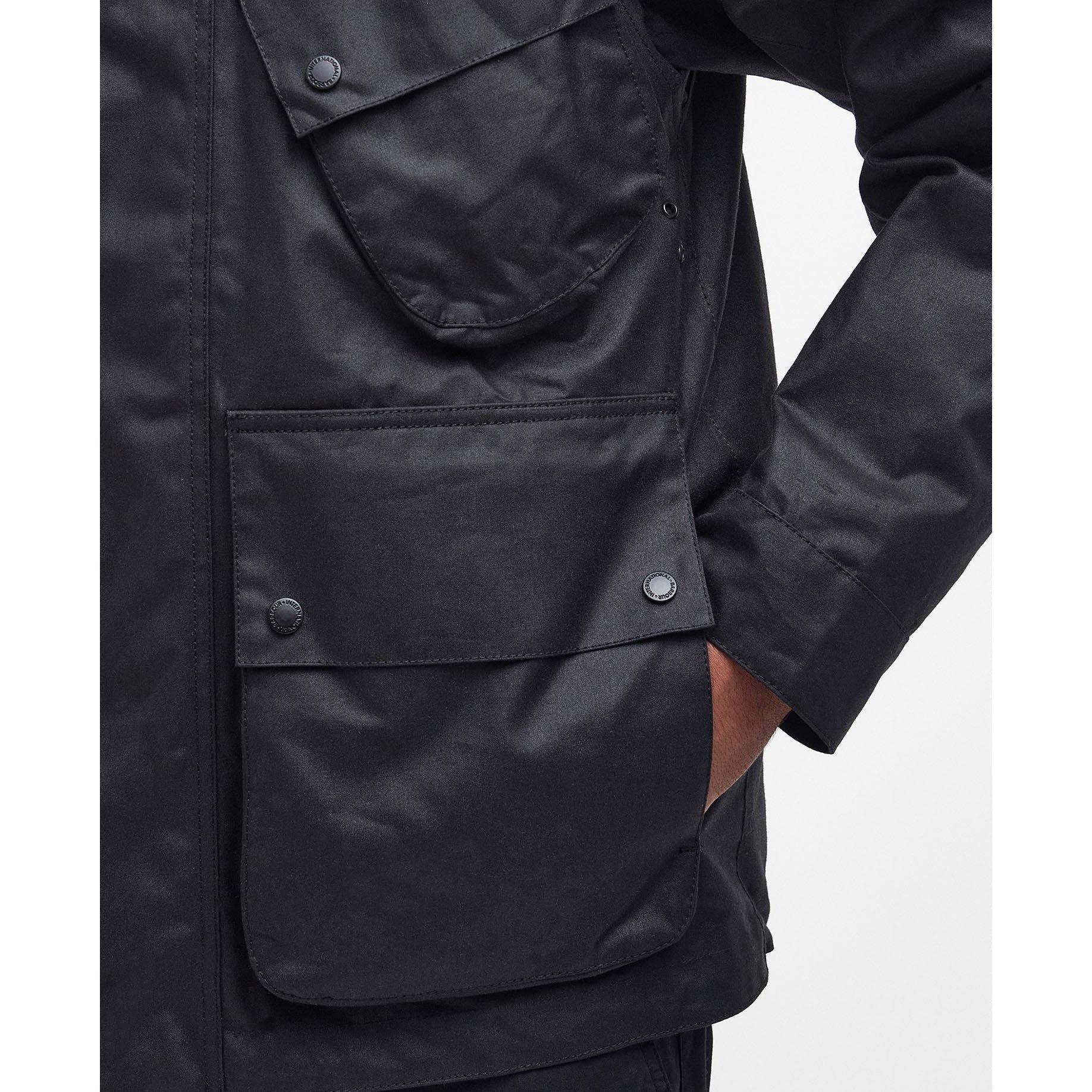 Black - Barbour International - Men's Element Waxed Cotton Tailored Fit Wax Jacket - 7