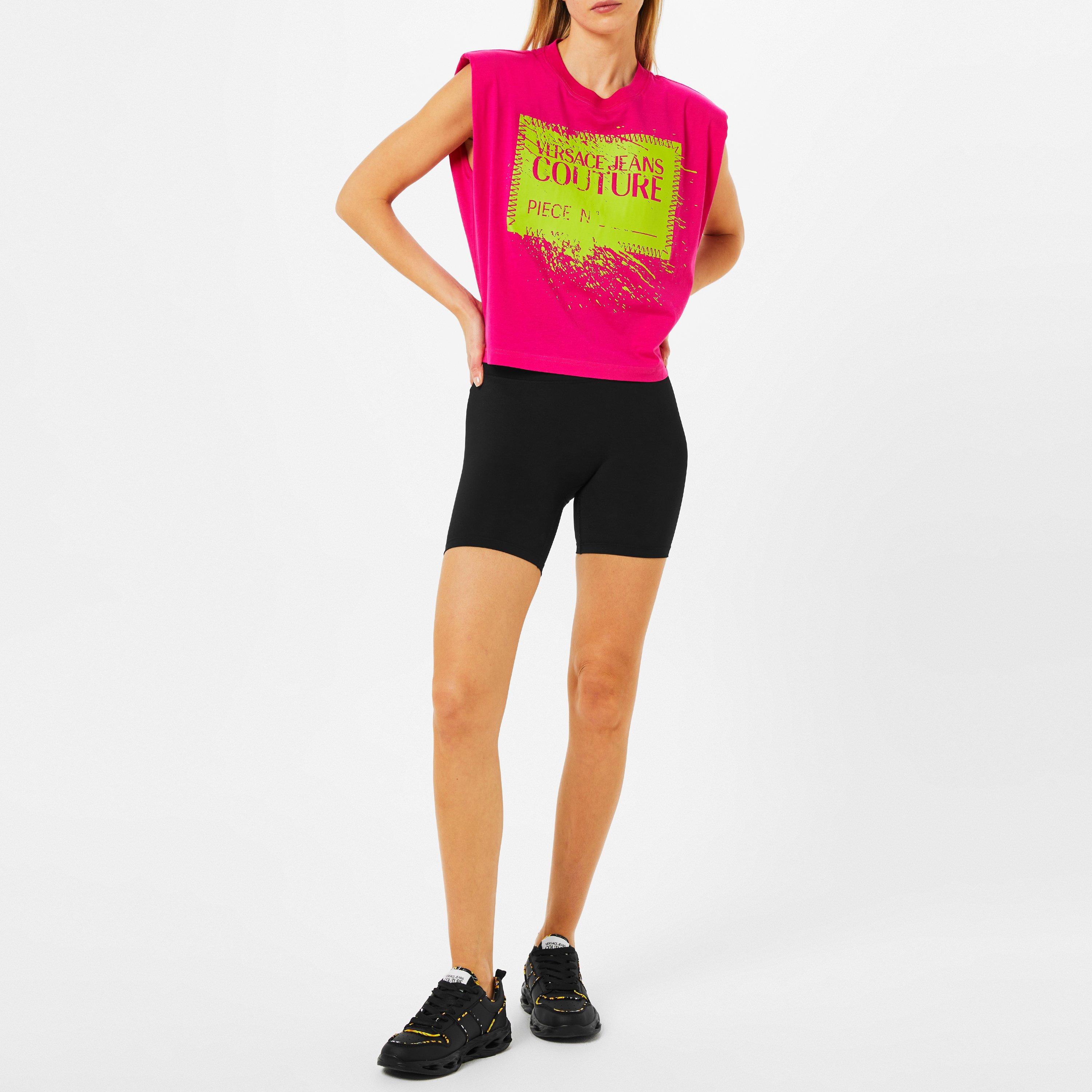 Hot Pink - Versace Jeans Couture - Women's Contour Logo Crop Top - 4