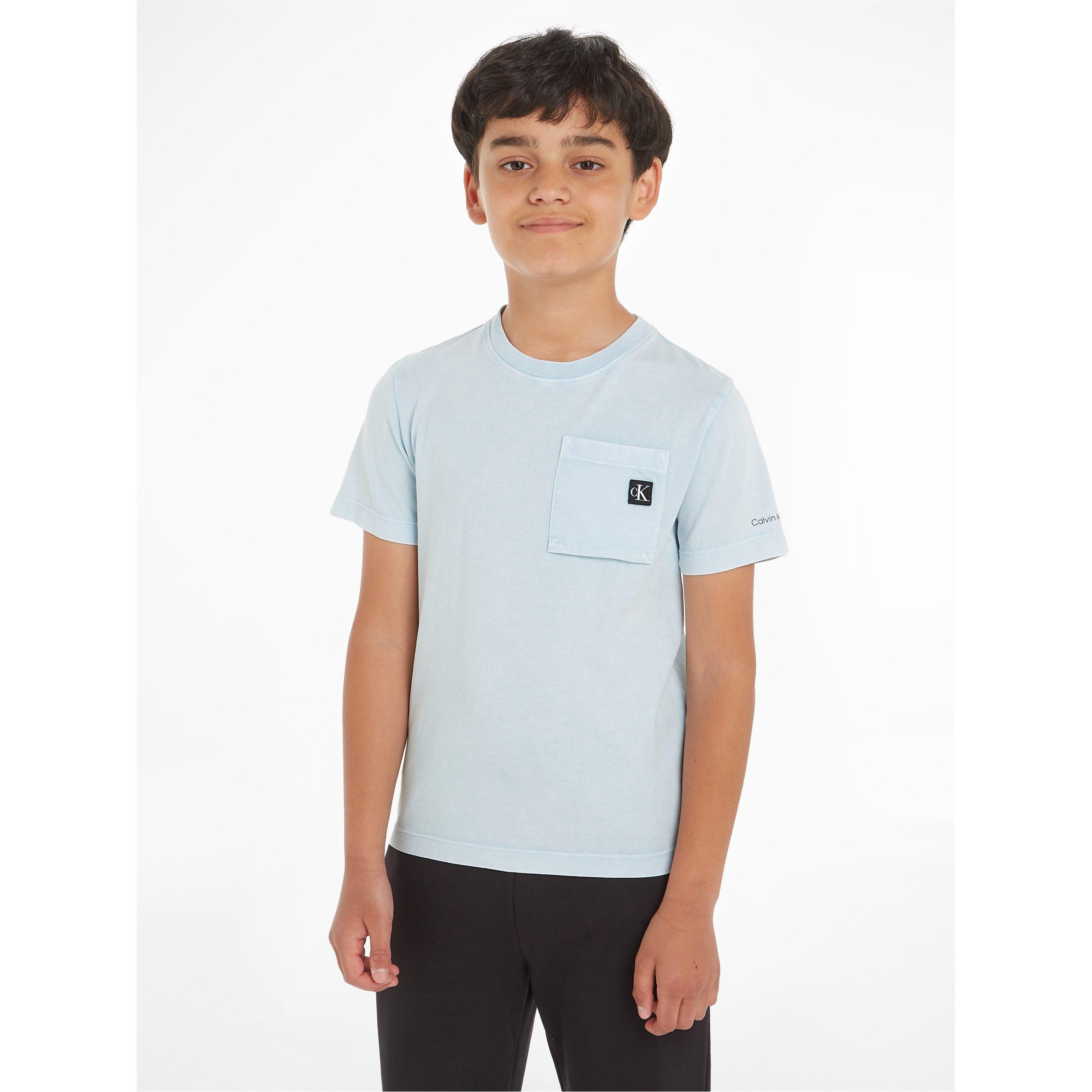Andenken Blau - Calvin Klein Jeans - Kids' Vintage Wash Pocket Regular Fit T-Shirt - 2