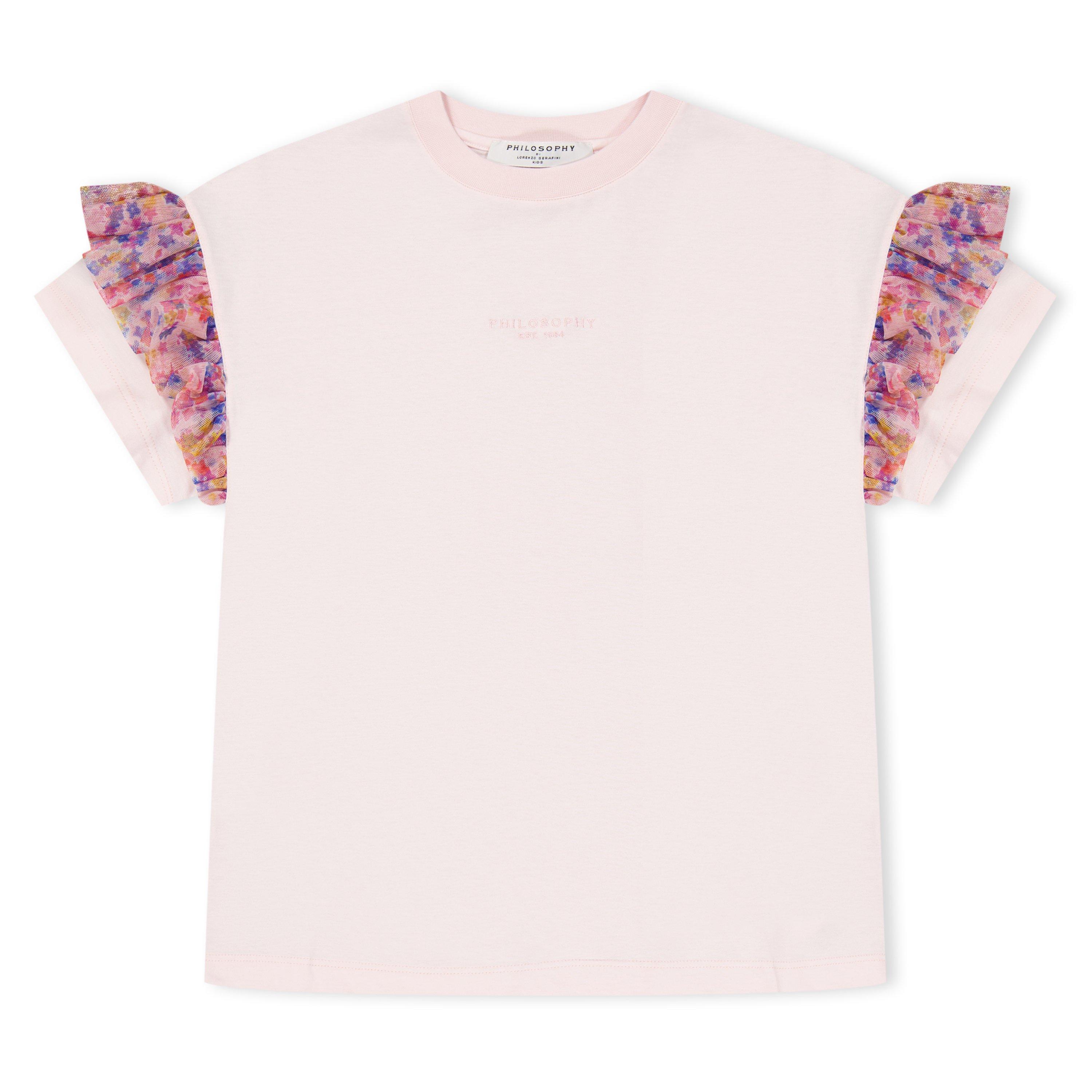 Light Pink - Philosophy di Lorenzo Serafini - Kids' Contrast Ruffle Regular Fit T-Shirt - 1