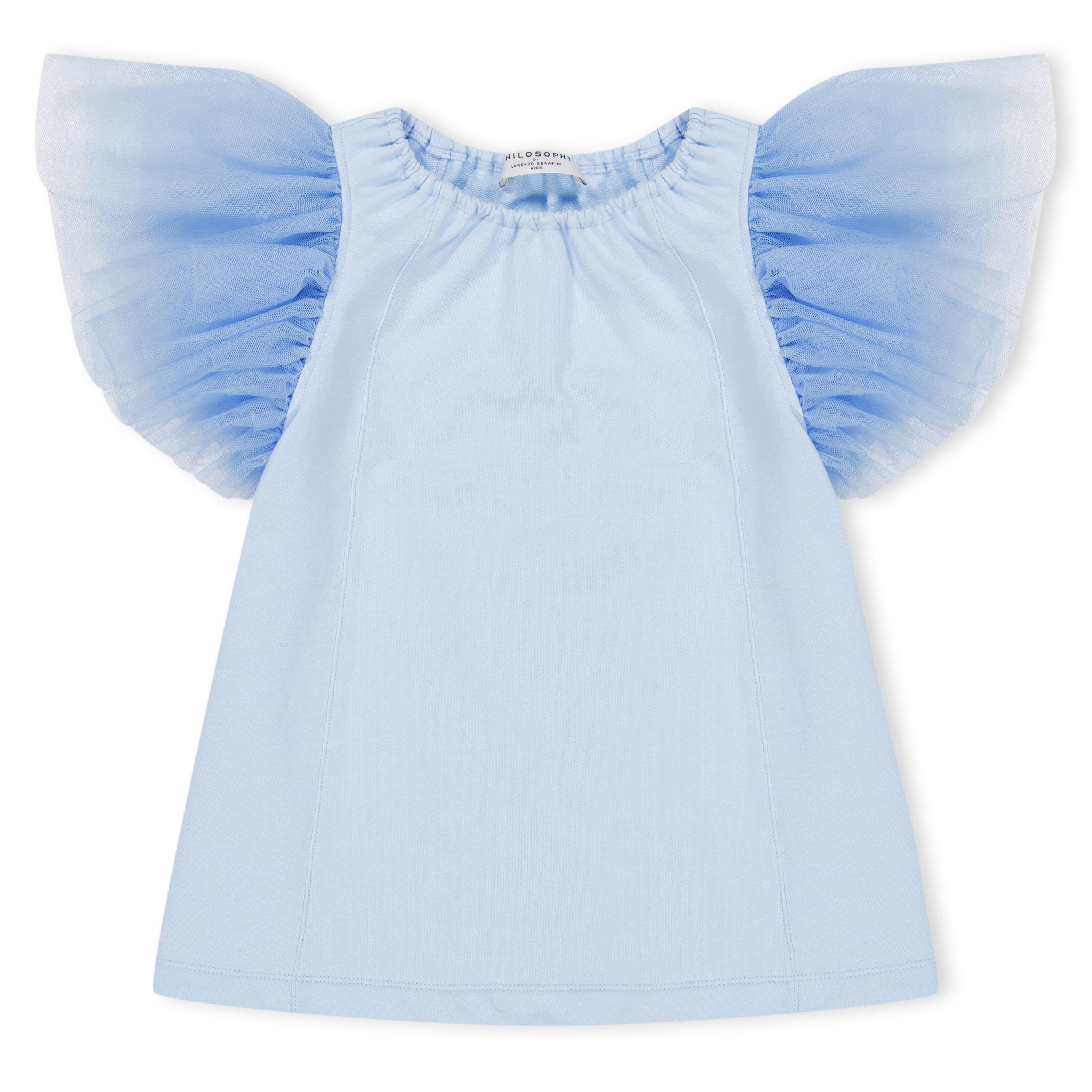 Philosophy di Lorenzo Serafini Kids' Ruffled Cap Sleeve Regular Fit T-Shirt