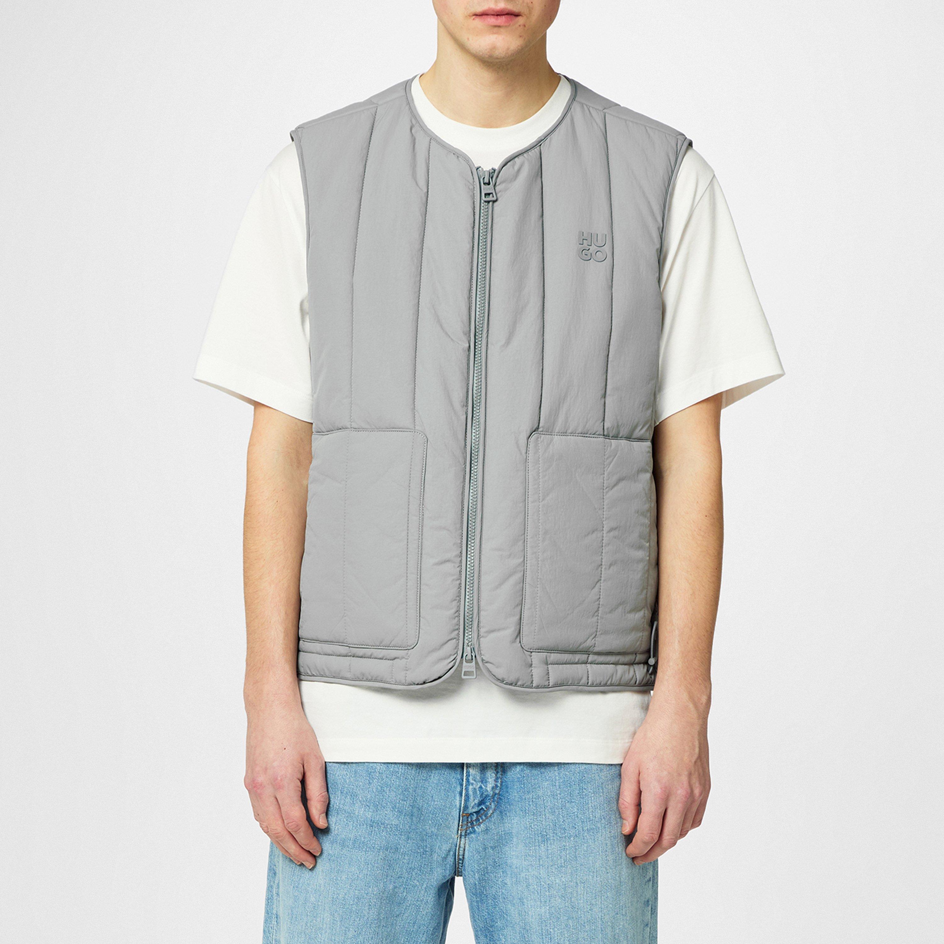 Grey 039 - Hugo - Men's Batino Quilted Sleeveless Double Zip Gilet - 3