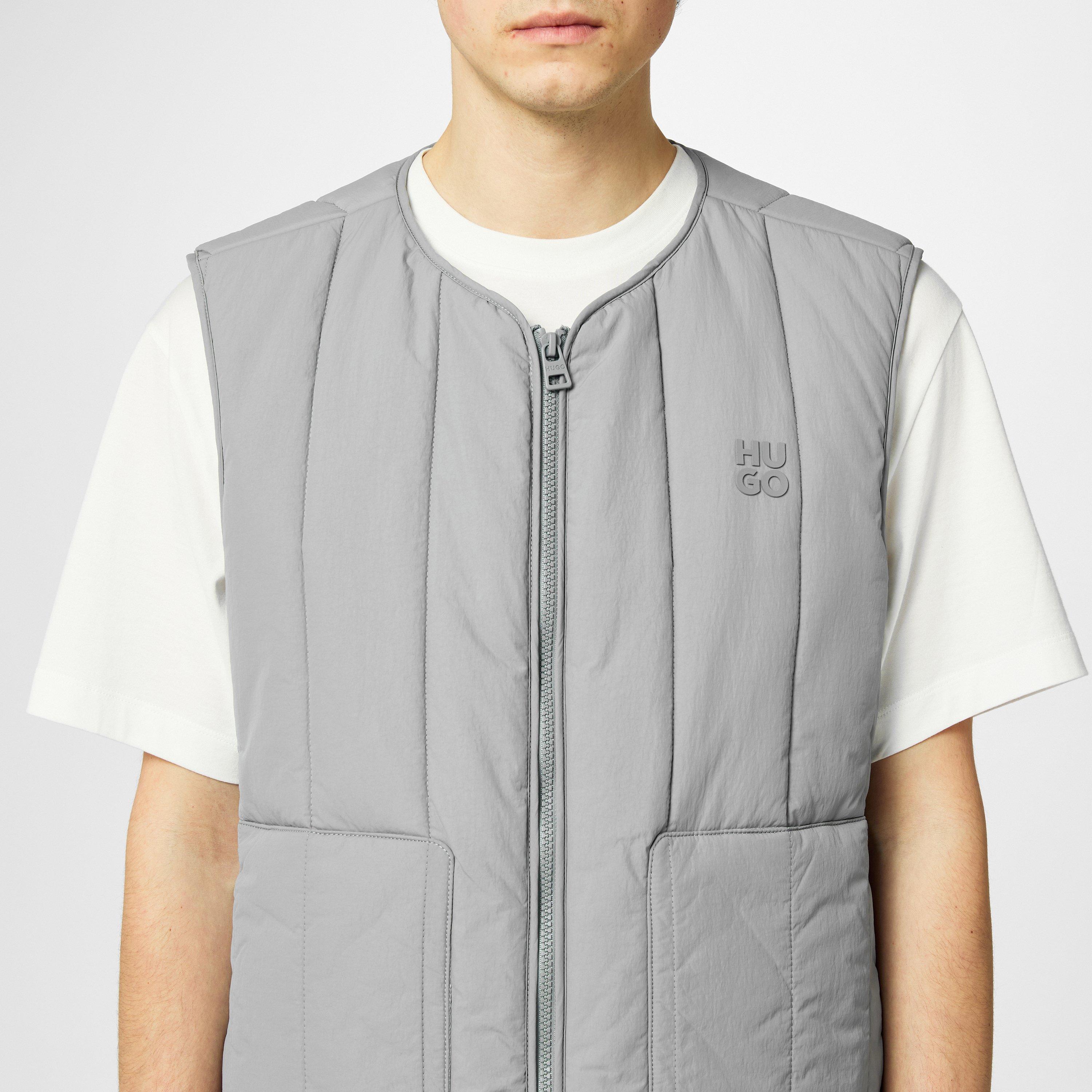 Grey 039 - Hugo - Men's Batino Quilted Sleeveless Double Zip Gilet - 5