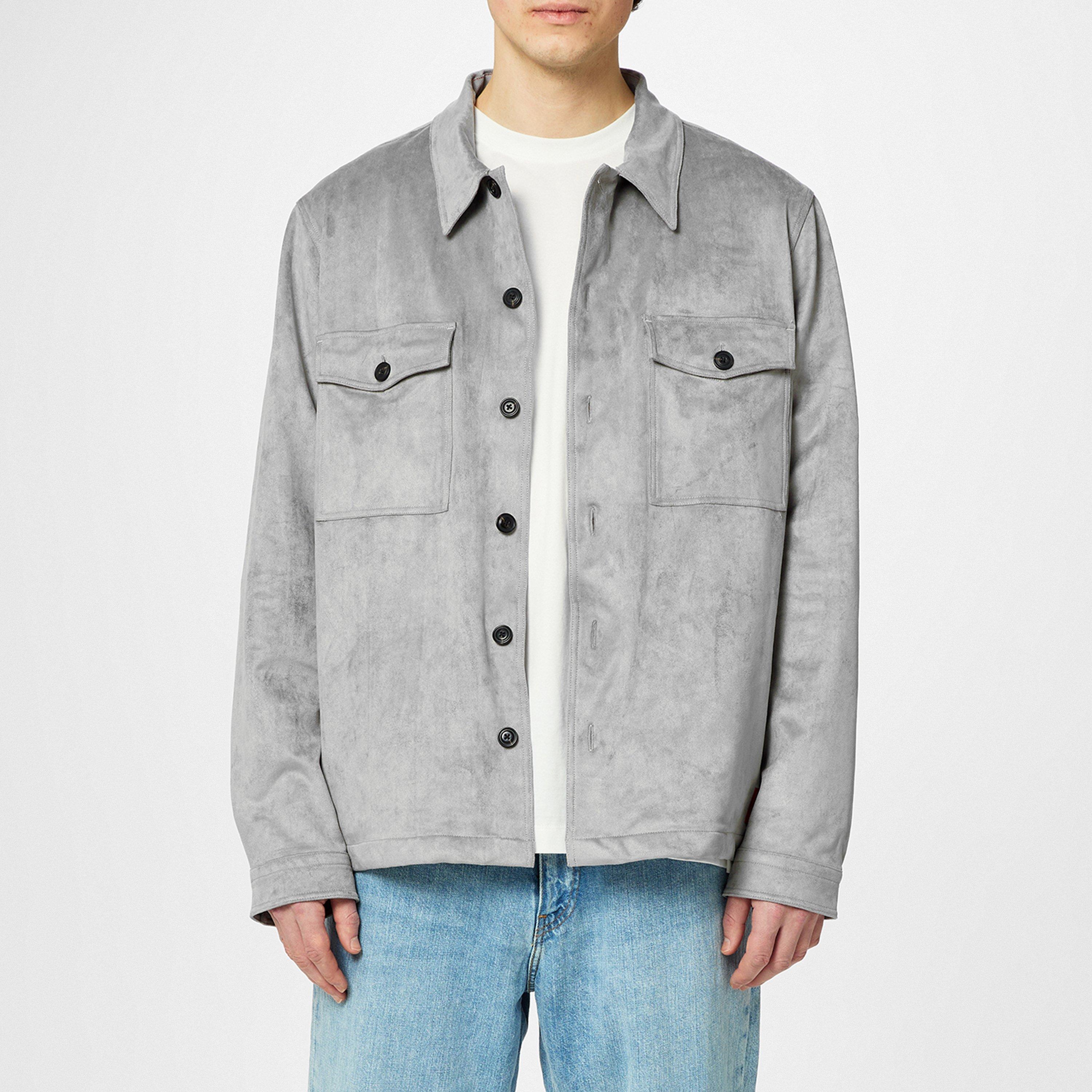 Grey 039 - Hugo - Men's Enalu Cotton Long Sleeve Oversized Fit Overshirt - 3