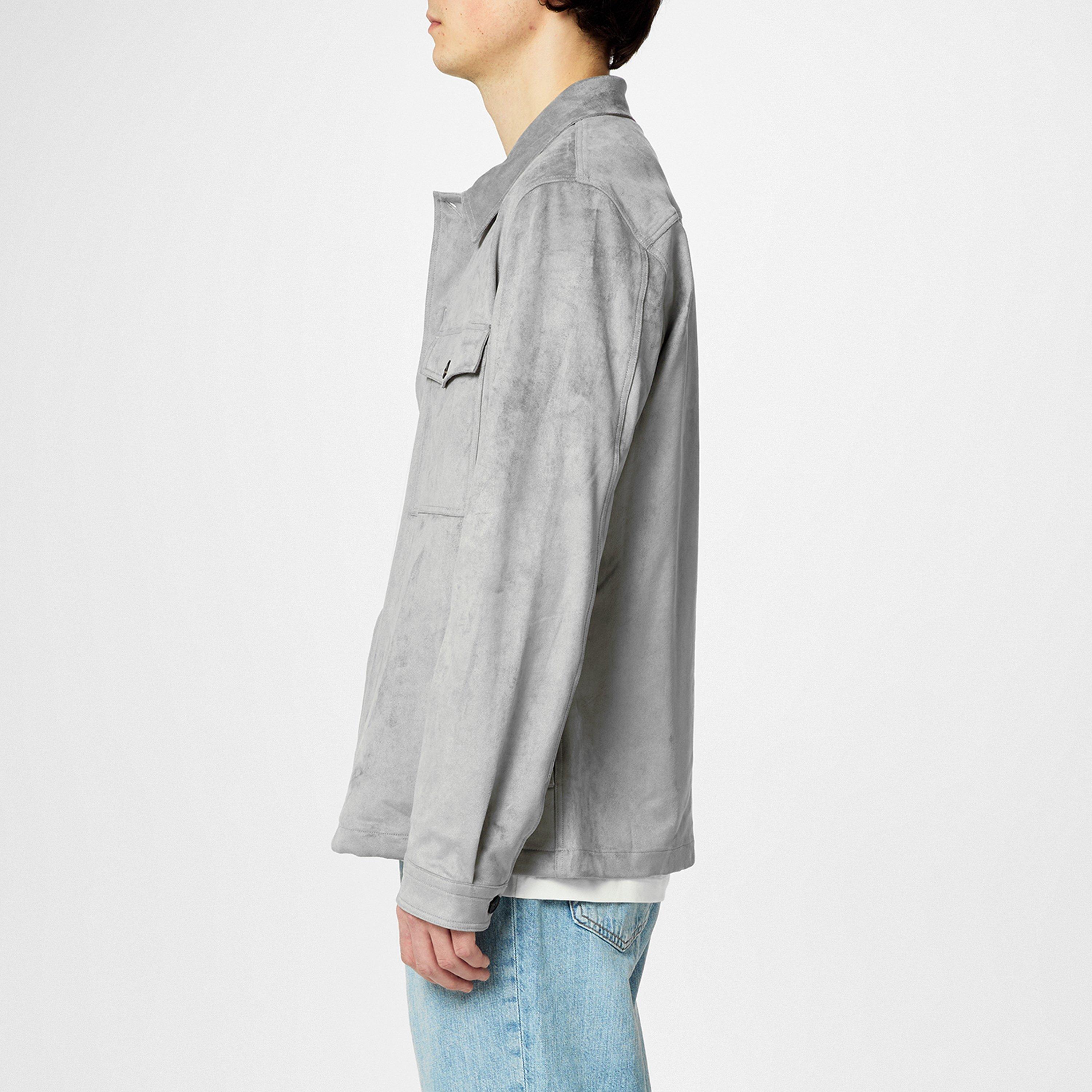 Grey 039 - Hugo - Men's Enalu Cotton Long Sleeve Oversized Fit Overshirt - 5