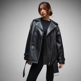 I Saw It First Missguided Faux Leather Oversized Biker Jacket