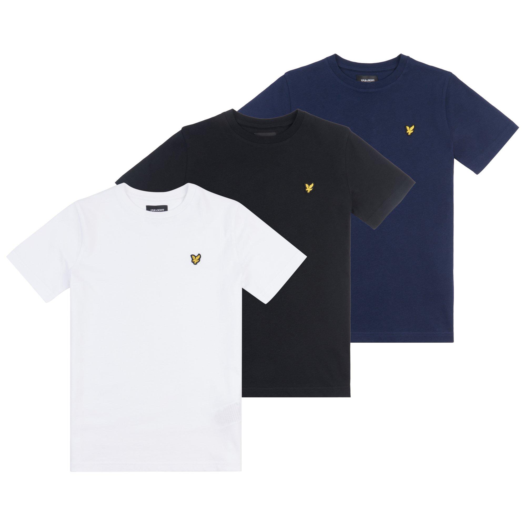 Marineblauw/Zwart/Wit - Lyle and Scott - Kids' 3-Pack Regular Fit T-Shirt - 1