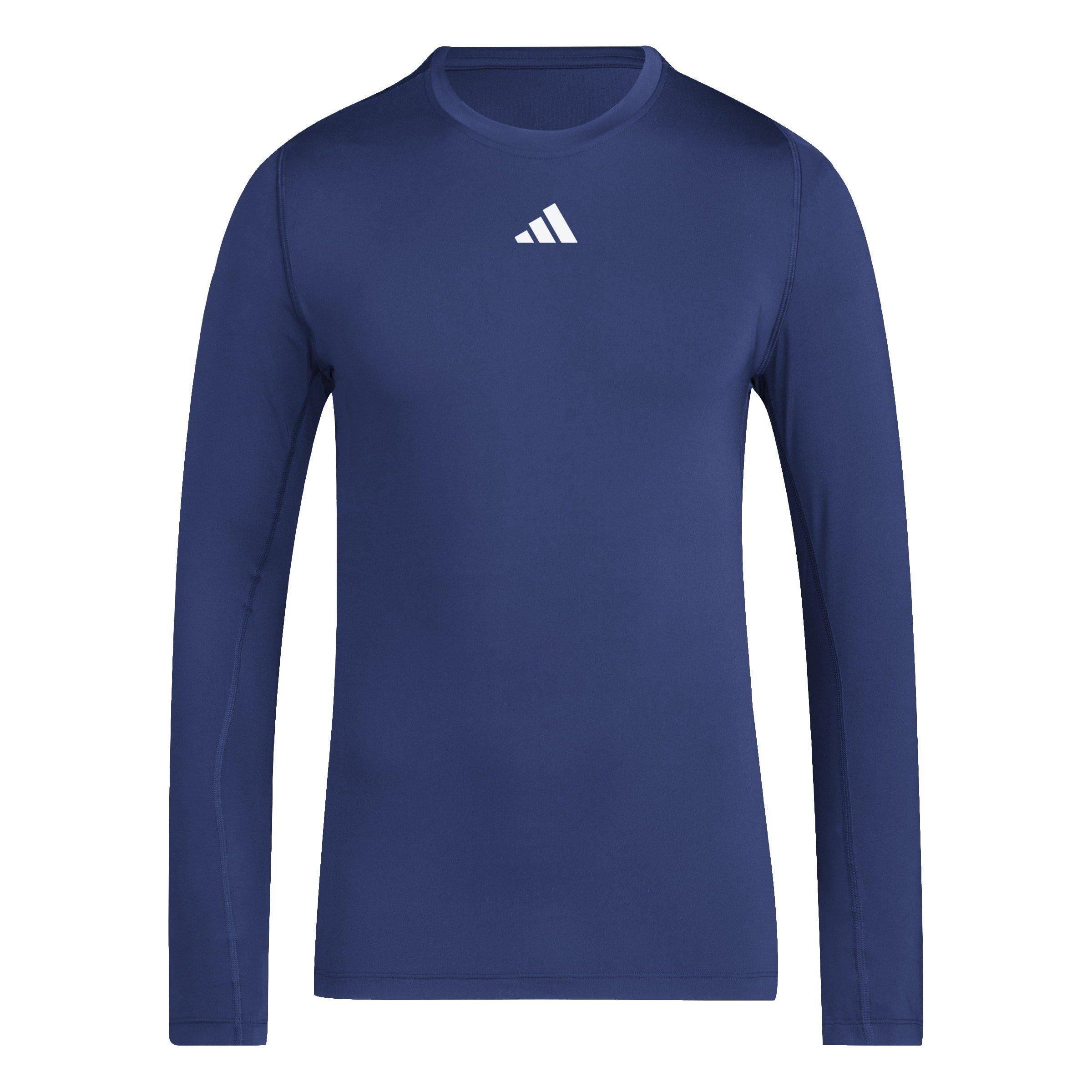 Adidas Men's Techfit Aeroready Long Sleeve Long-Sleeve Top - Navy Blue 2 - XL
