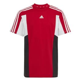 adidas Colourblock 3 Stripes T Shirt Juniors