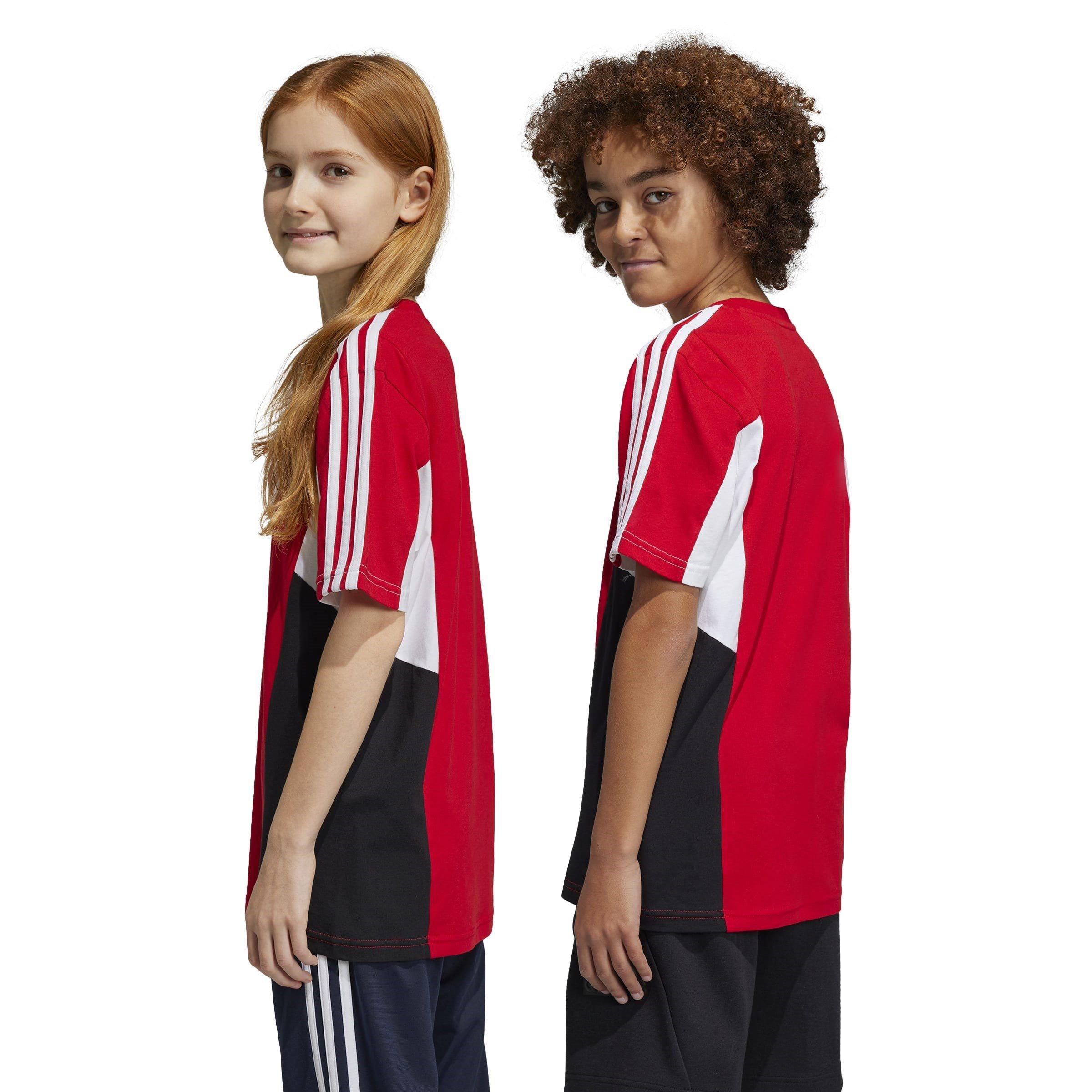 adidas Colourblock 3 Stripes T Shirt Juniors Kurzarm Performance T Shirts Sports Direct