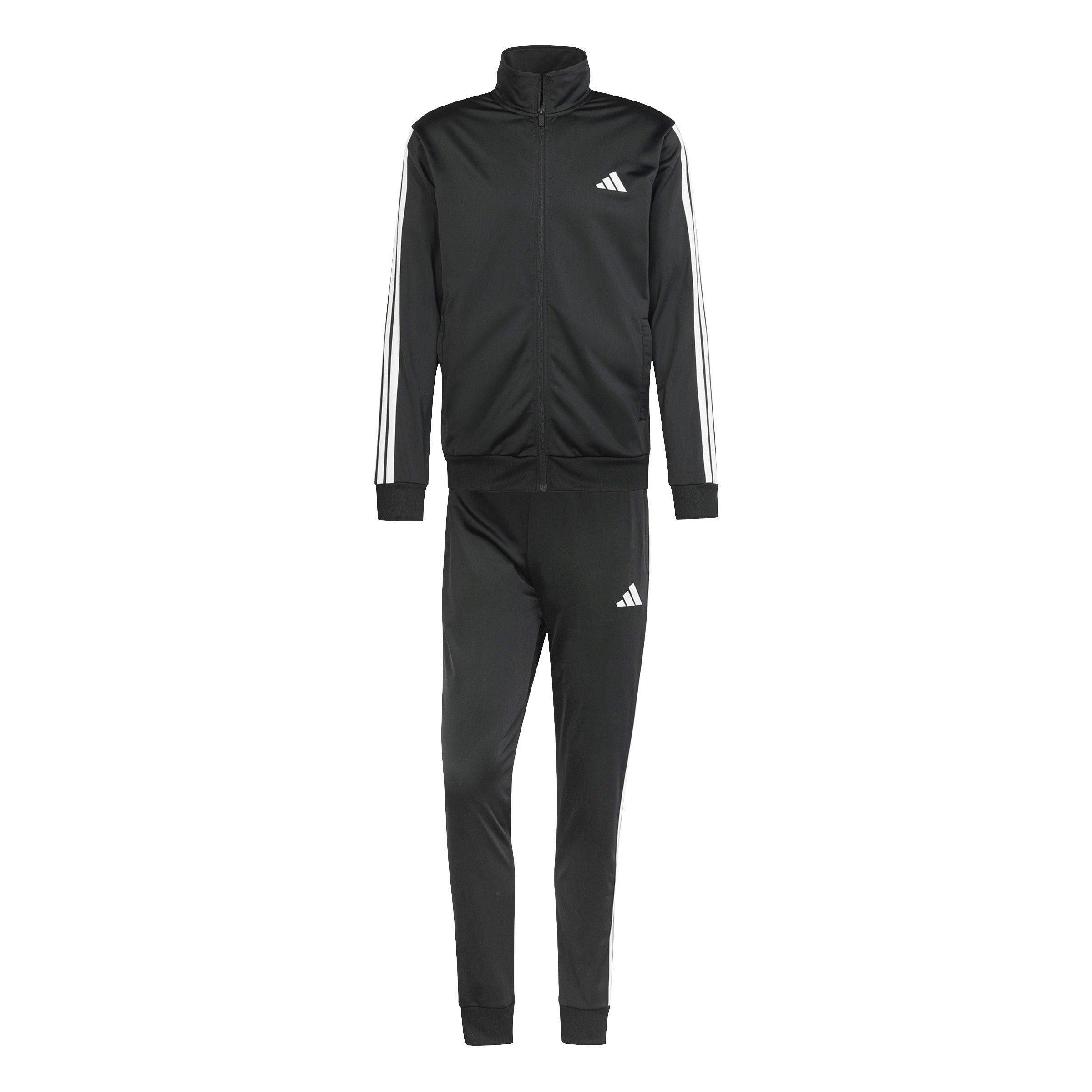 Adidas Men's Basic 3 - Stripes Tricot Tracksuit - Black - XS