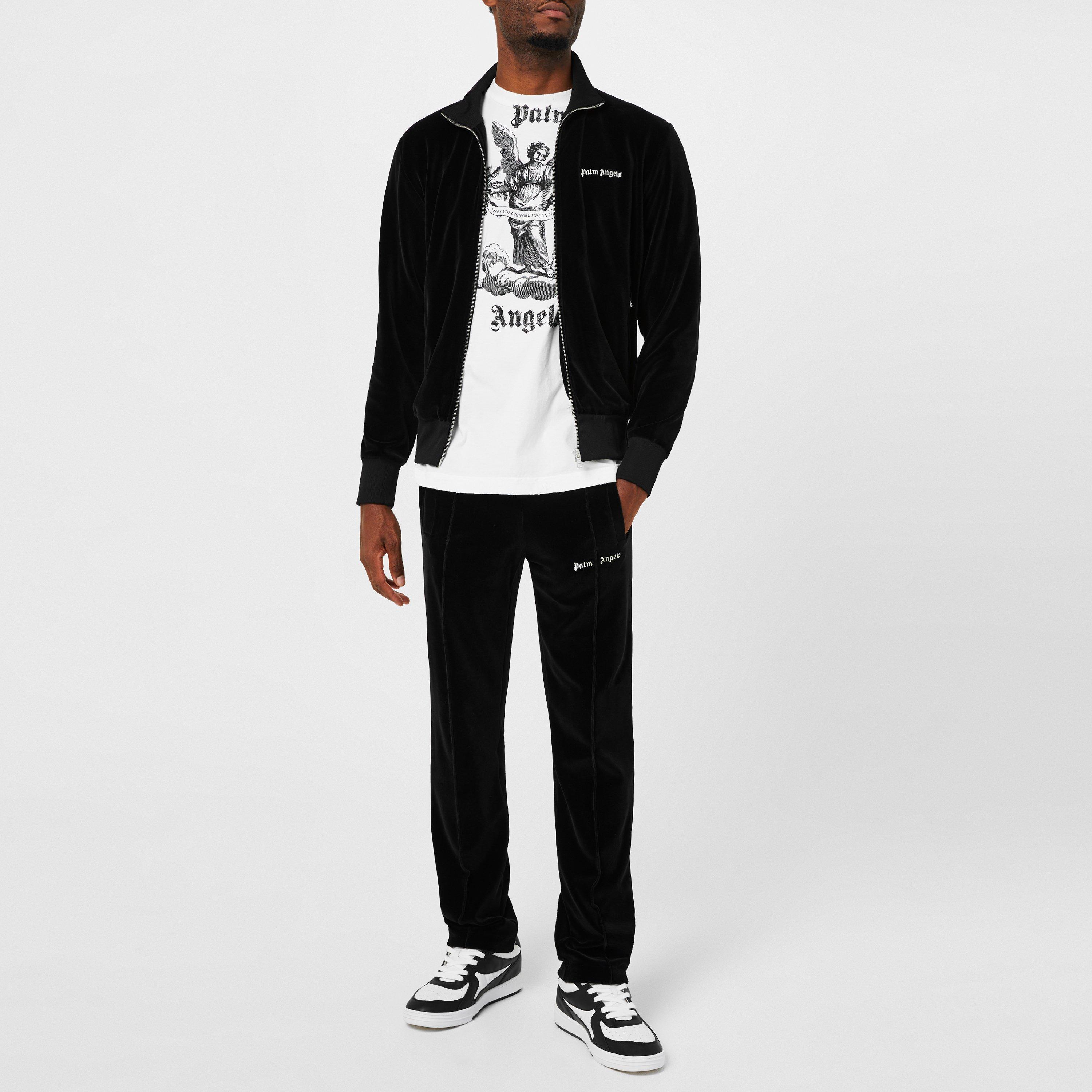 Blk/Wht - Palm Angels - Velvet Track Pant - 3