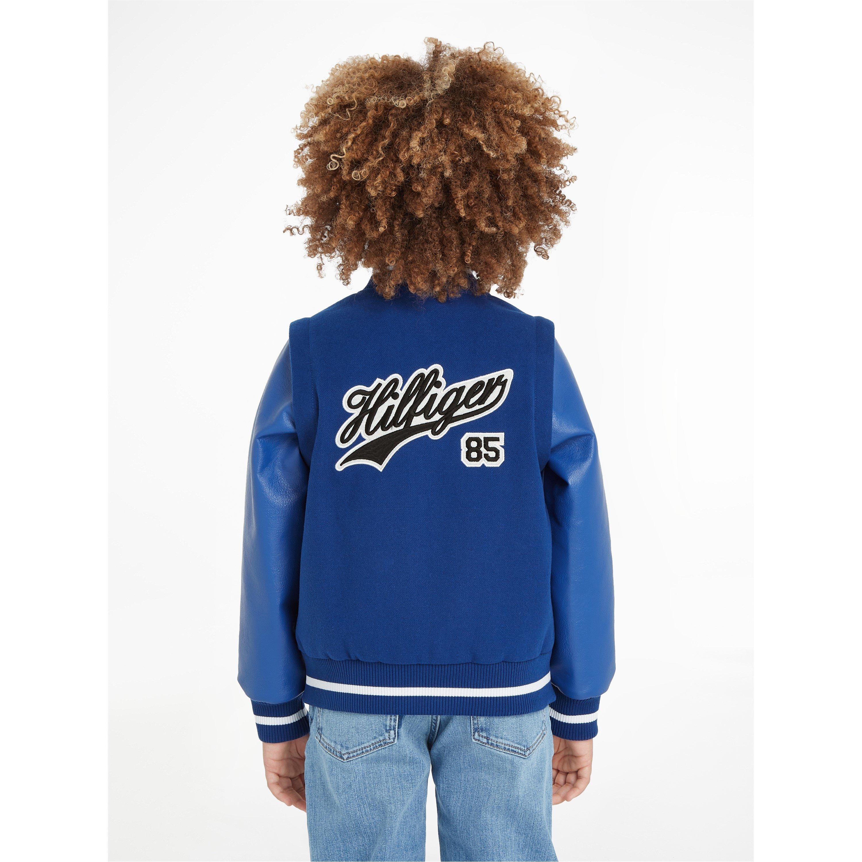 Ultra Blå - Tommy Hilfiger - Varsity Zip-Off Sleeves Script Back Logo Bomber Jacket Juniors - 2