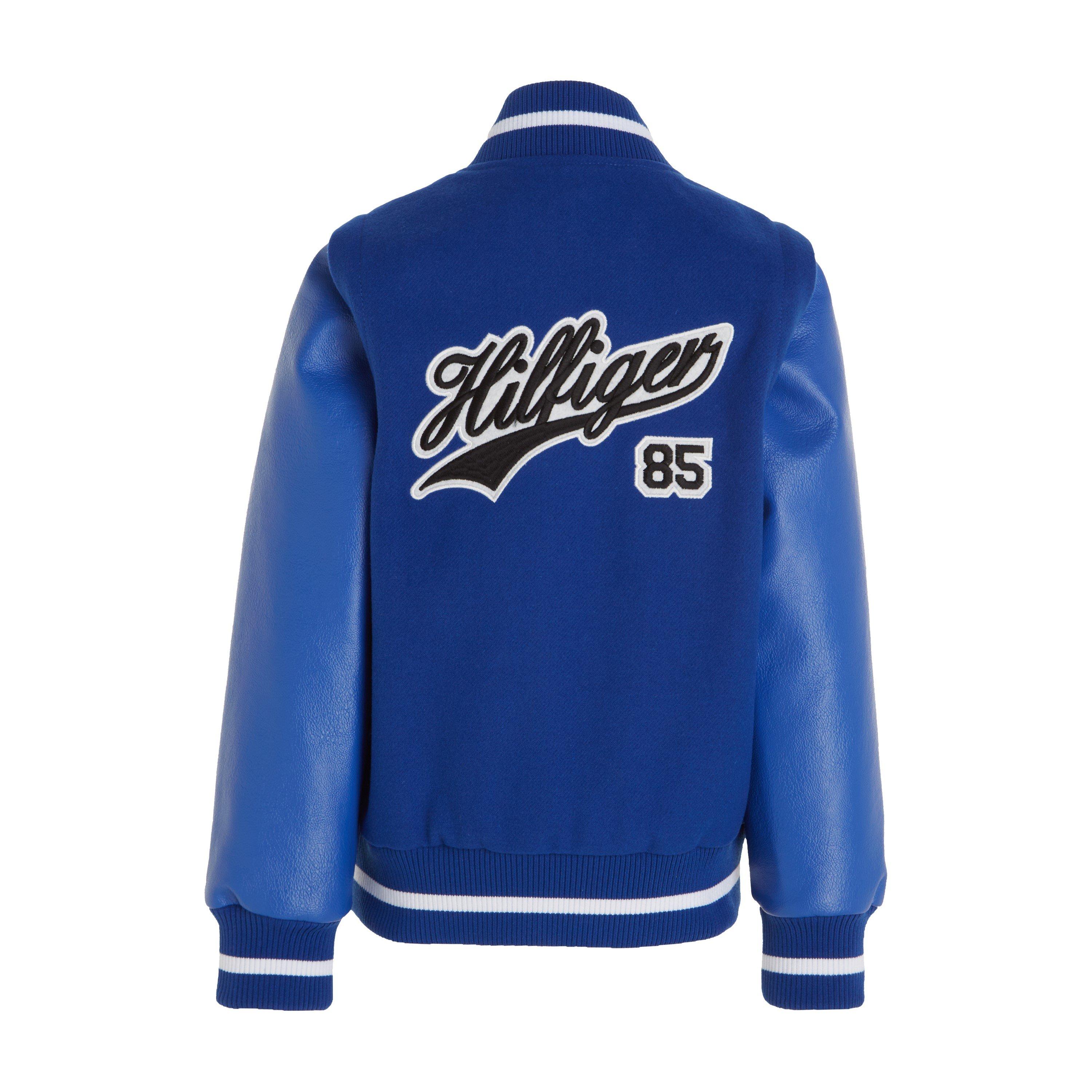 Ultra Blå - Tommy Hilfiger - Varsity Zip-Off Sleeves Script Back Logo Bomber Jacket Juniors - 5