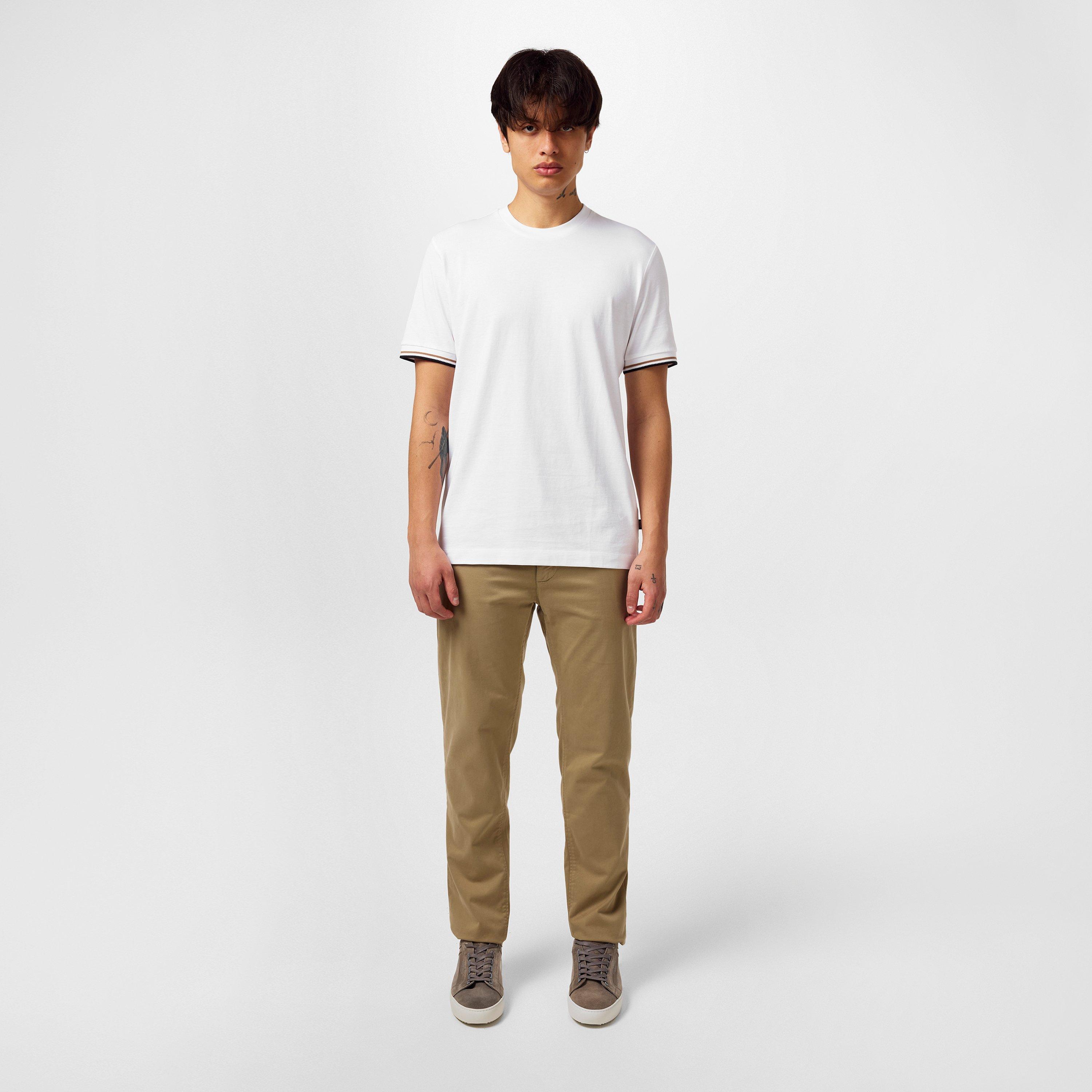 White 100 - Boss - Men's HBB Thompson 04 Premium Cotton T-Shirt - 6