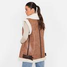TAUPE - I Saw It First - ISAWITFIRST Faux Shearling Aviator Gilet - 5