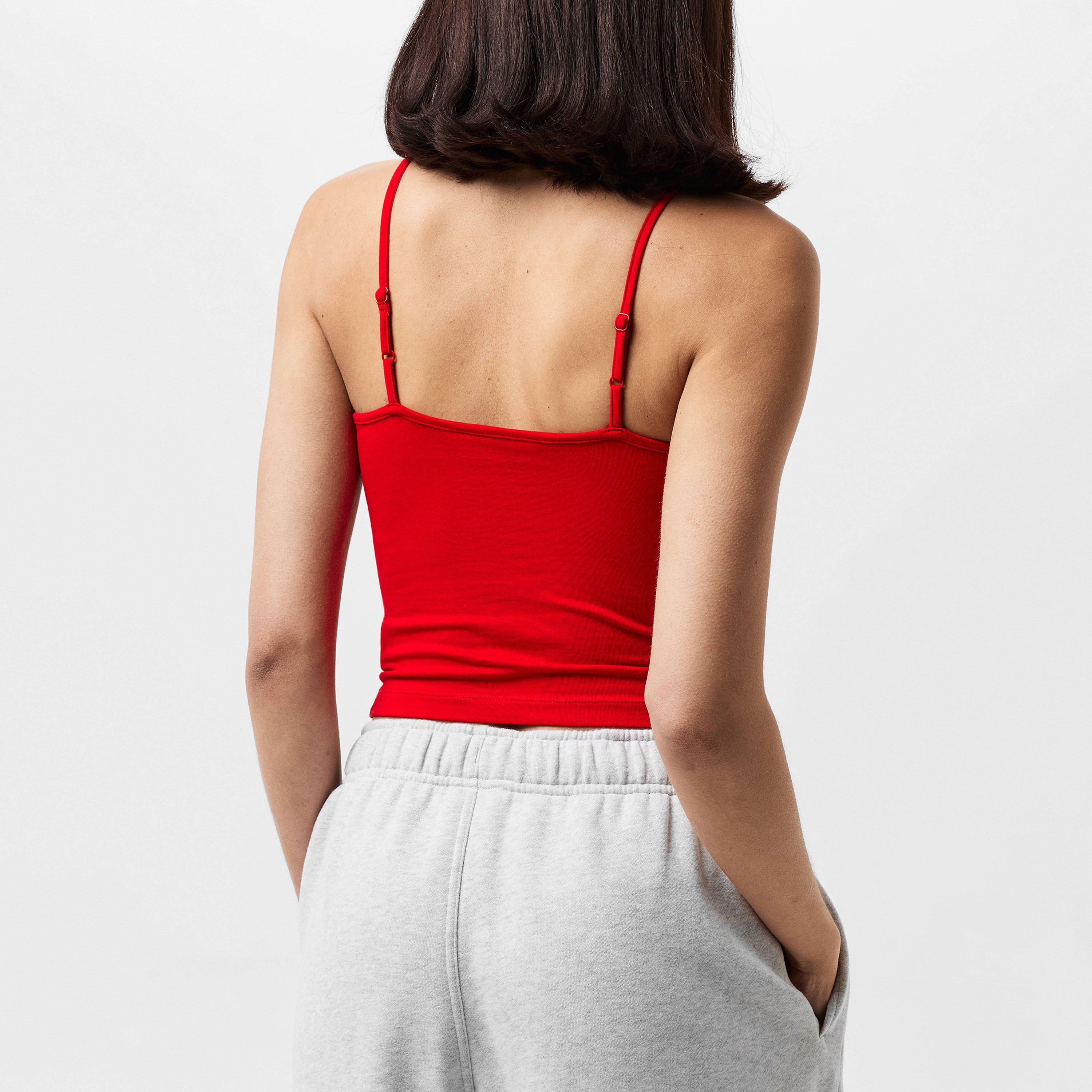 Diep Karmozijnrood - Tommy Jeans - Women's Cropped Essential Strap Cami Top - 4