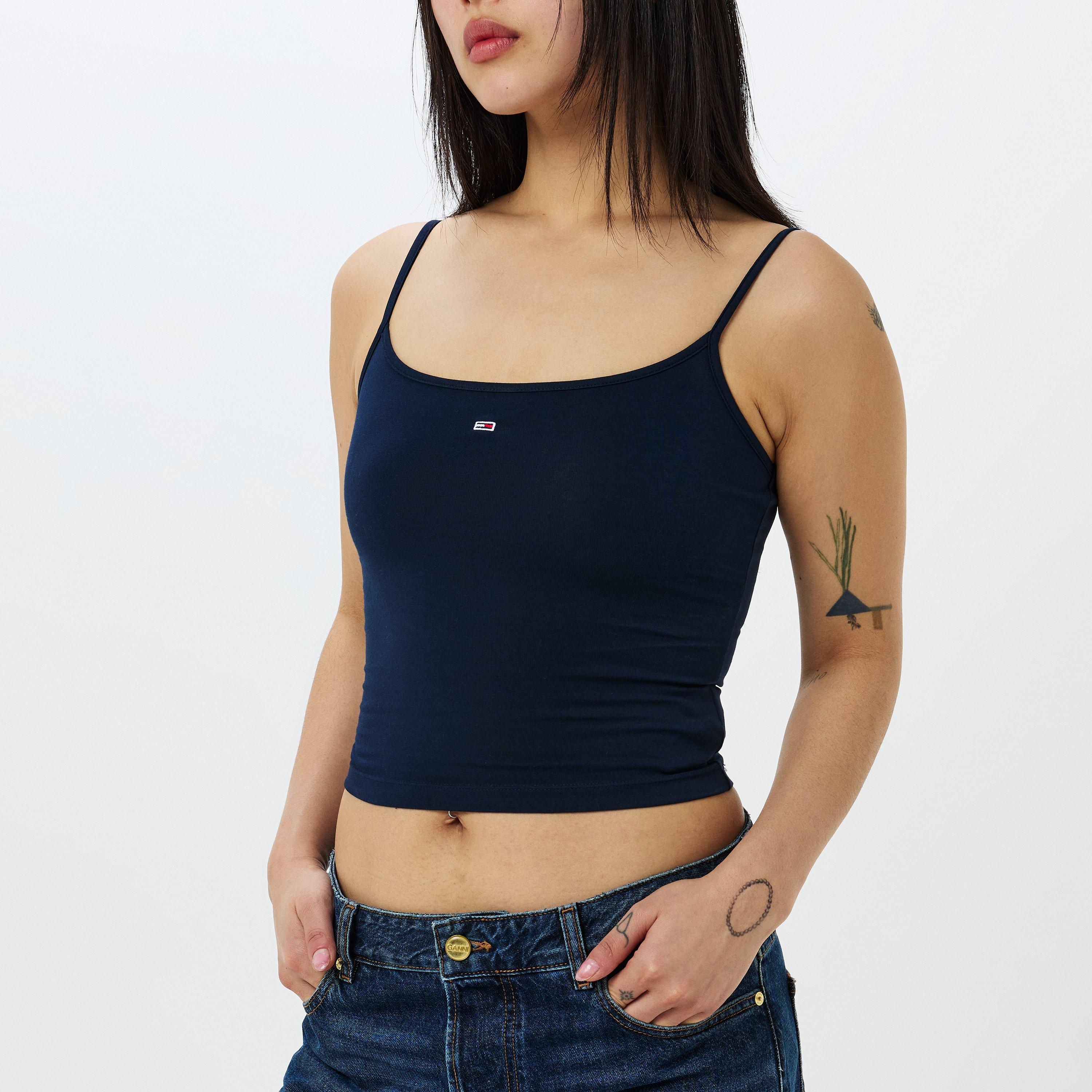 Noche Oscura Azul - Tommy Jeans - Women's Cropped Essential Strap Cami Top - 3