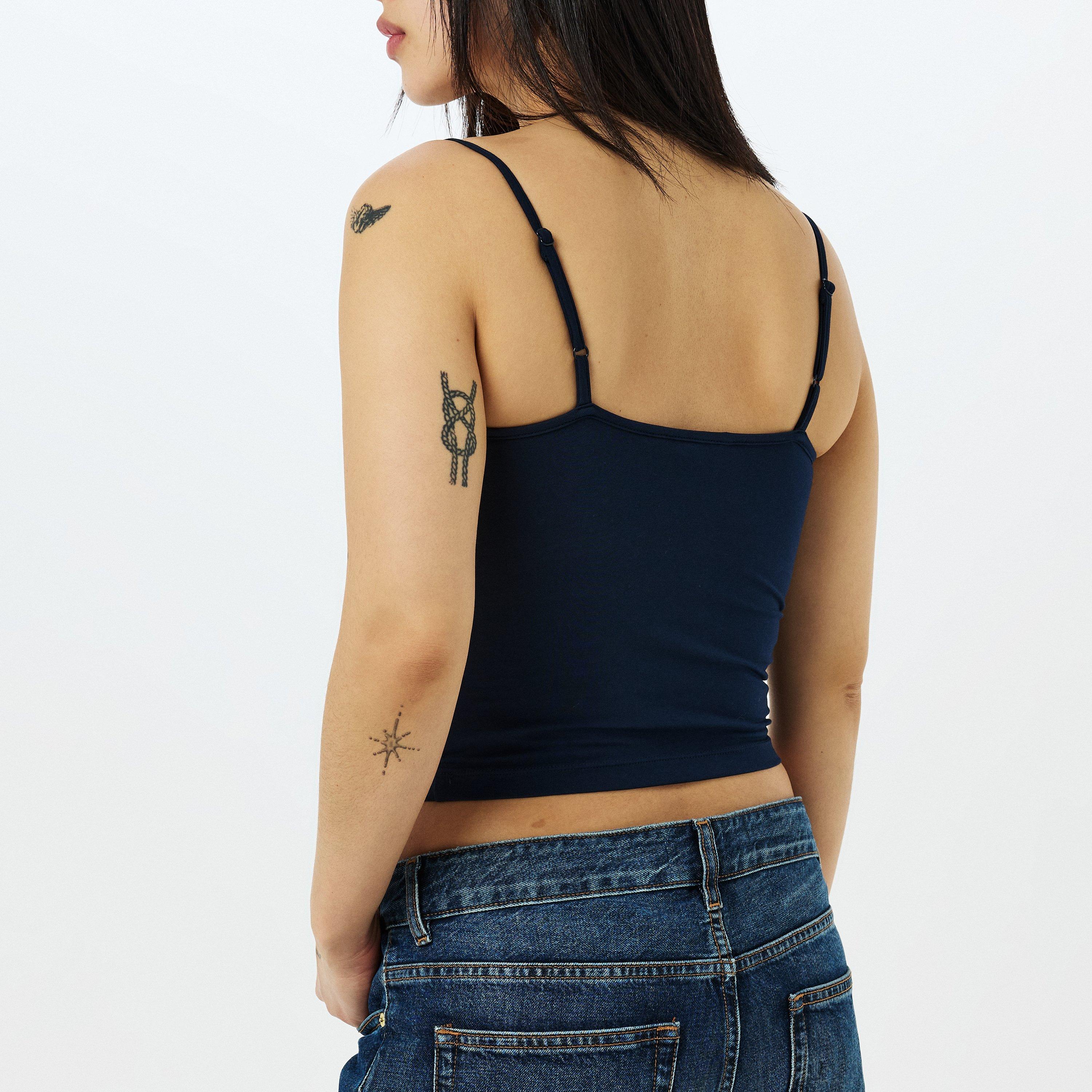 Noche Oscura Azul - Tommy Jeans - Women's Cropped Essential Strap Cami Top - 4