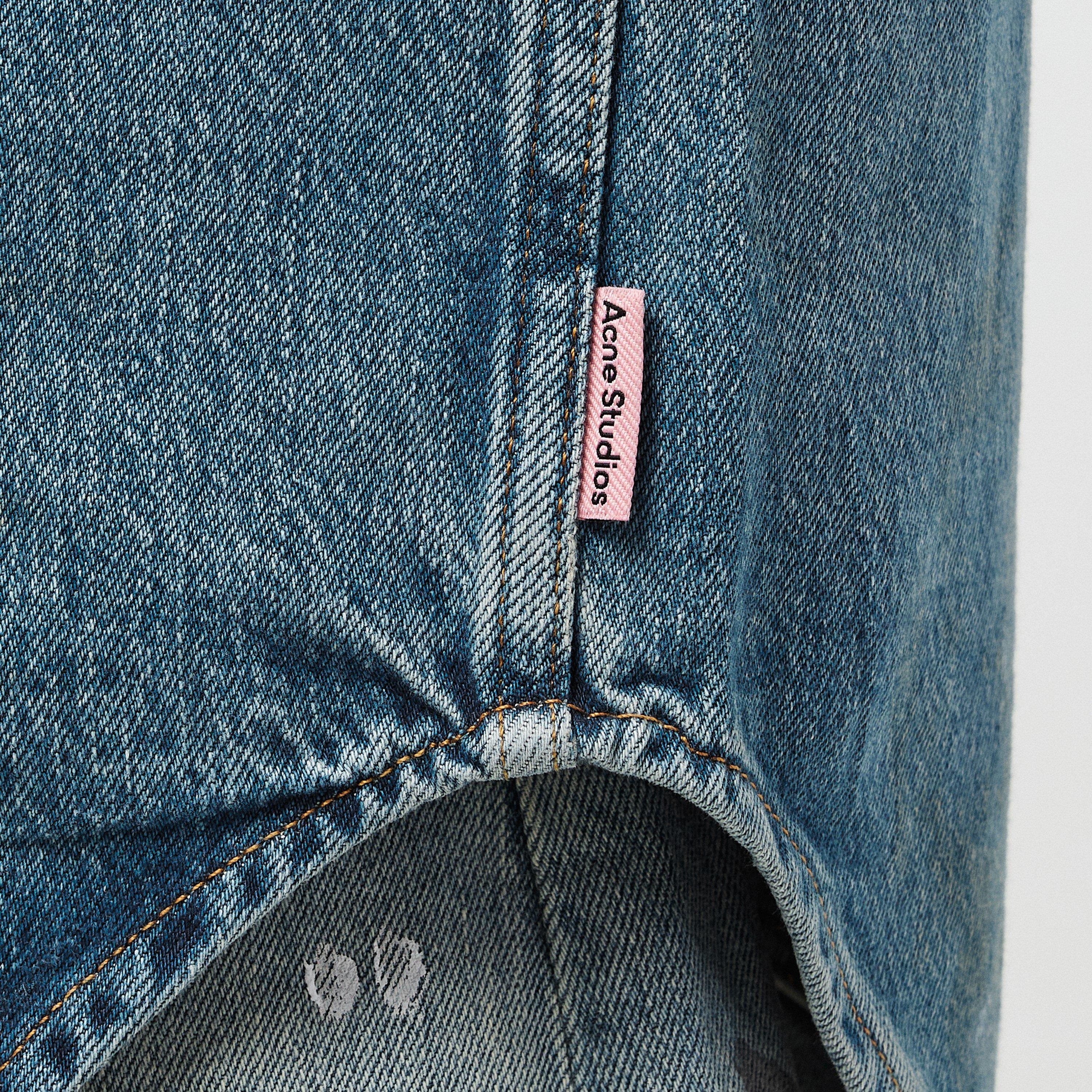 Blue - Acne Studios - Men's  Distressed Organic Cotton Long Sleeve Oversized Fit Overshirt - 5