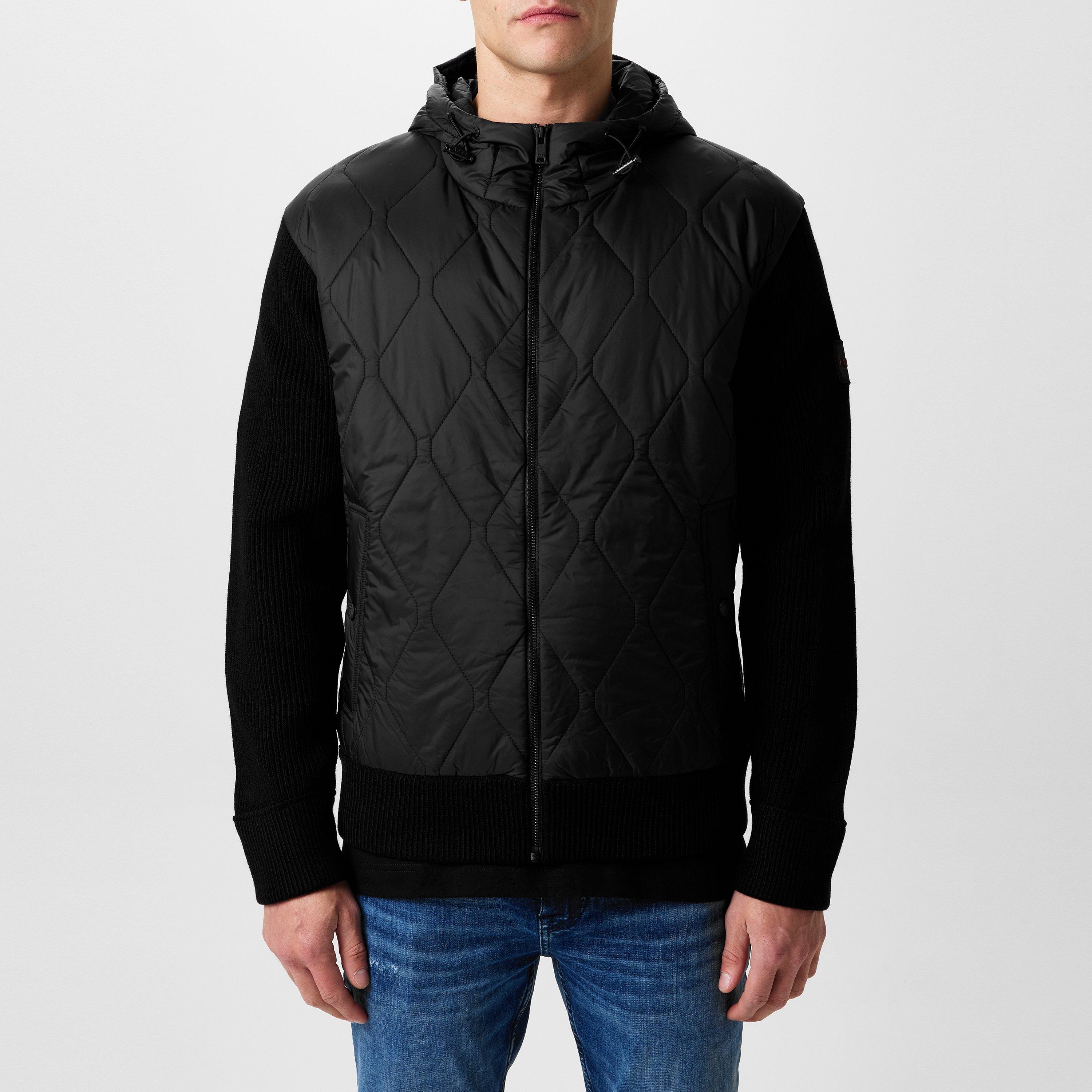 Black - Boss - Men's Kaflero Wool Hooded Long Sleeve Quilted Jacket - 1