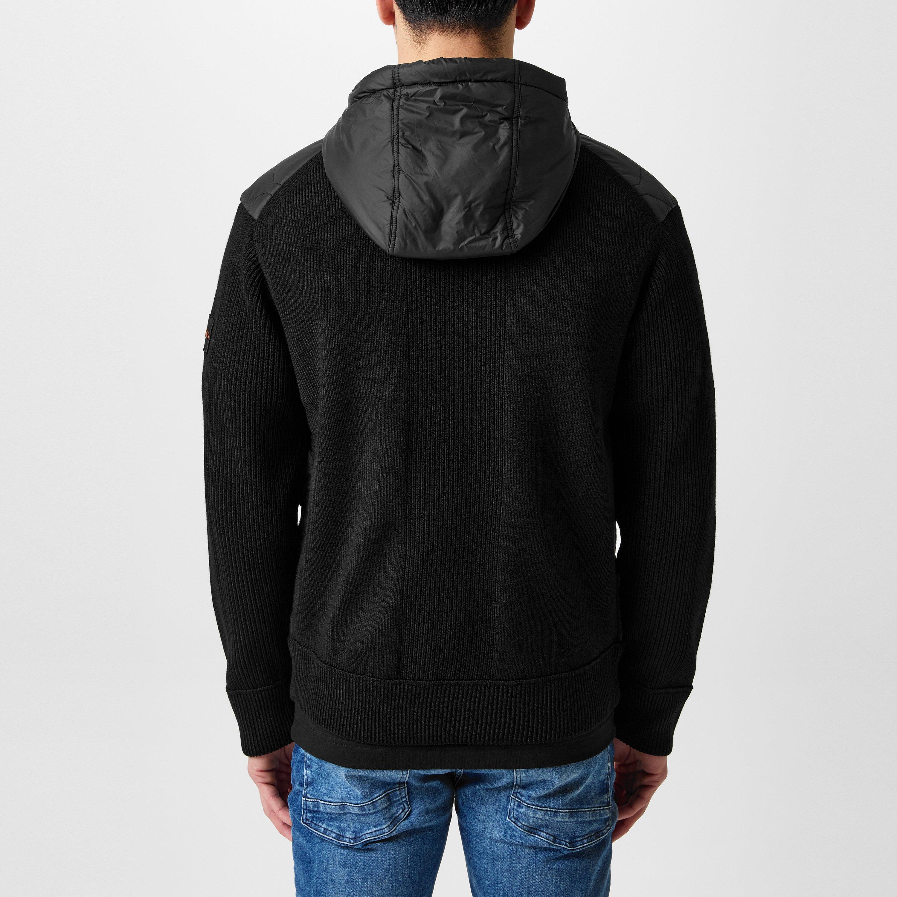 Black - Boss - Men's Kaflero Wool Hooded Long Sleeve Quilted Jacket - 3