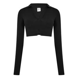 Reebok Cropped Long Sleeve Polo Top Womens