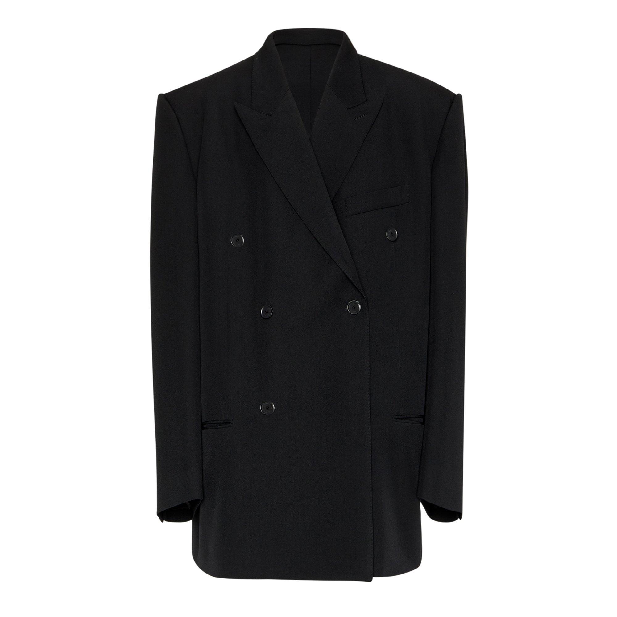 Black - Balenciaga - Men's Oversized Double Breasted Wool Long Sleeve Blazer - 1
