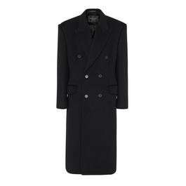 Balenciaga Double Breasted Cotton Overcoat