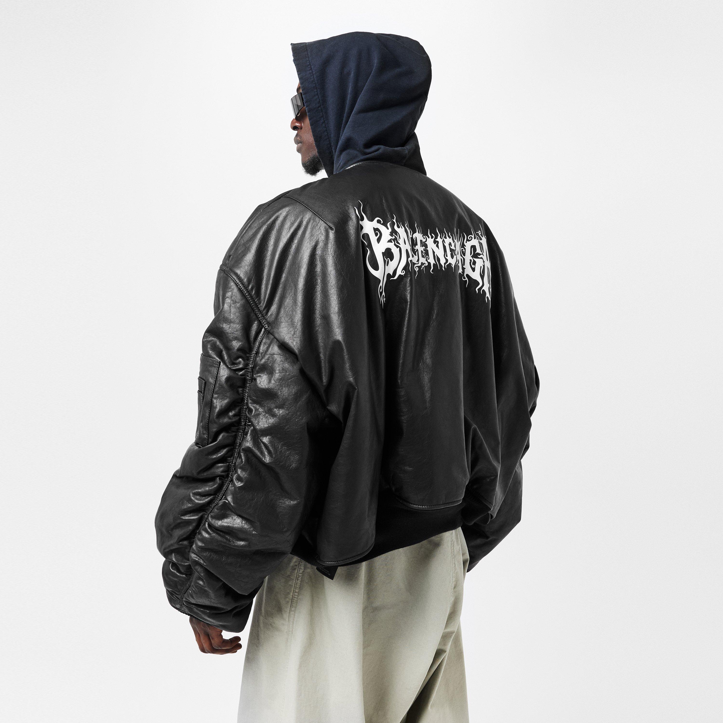 Black - Balenciaga - Diy Metal Outline Hooded Bomber - 4