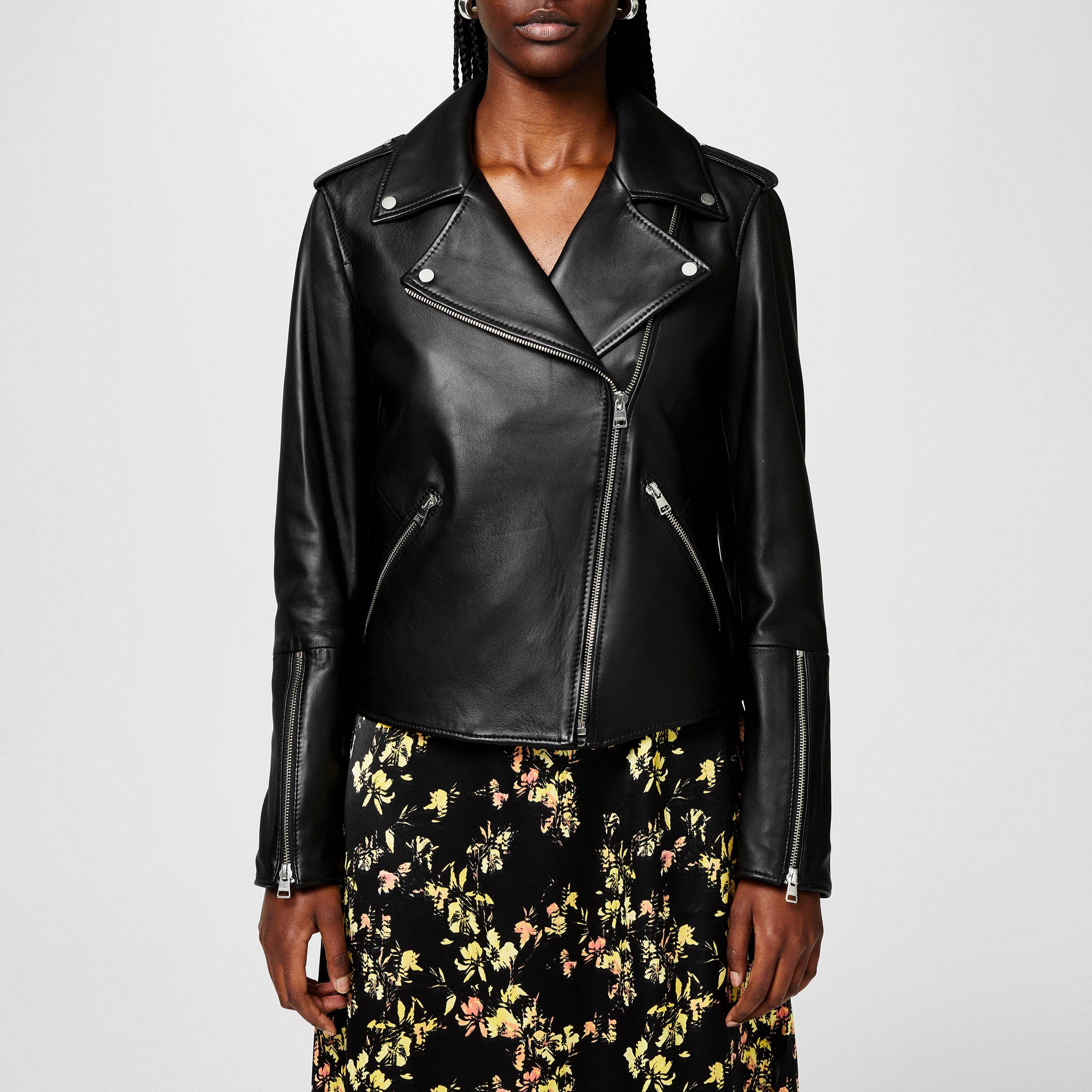 Black - Hugo - Women's Lujana Leather Jacket - 3