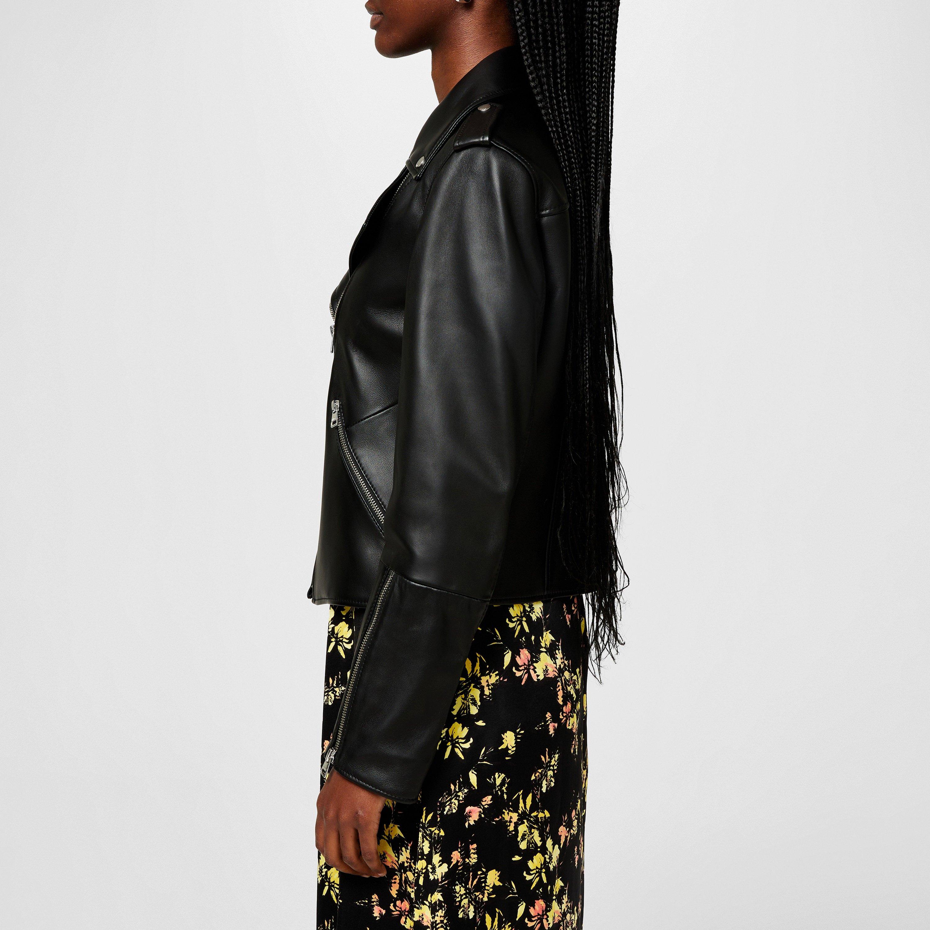 Black - Hugo - Women's Lujana Leather Jacket - 5