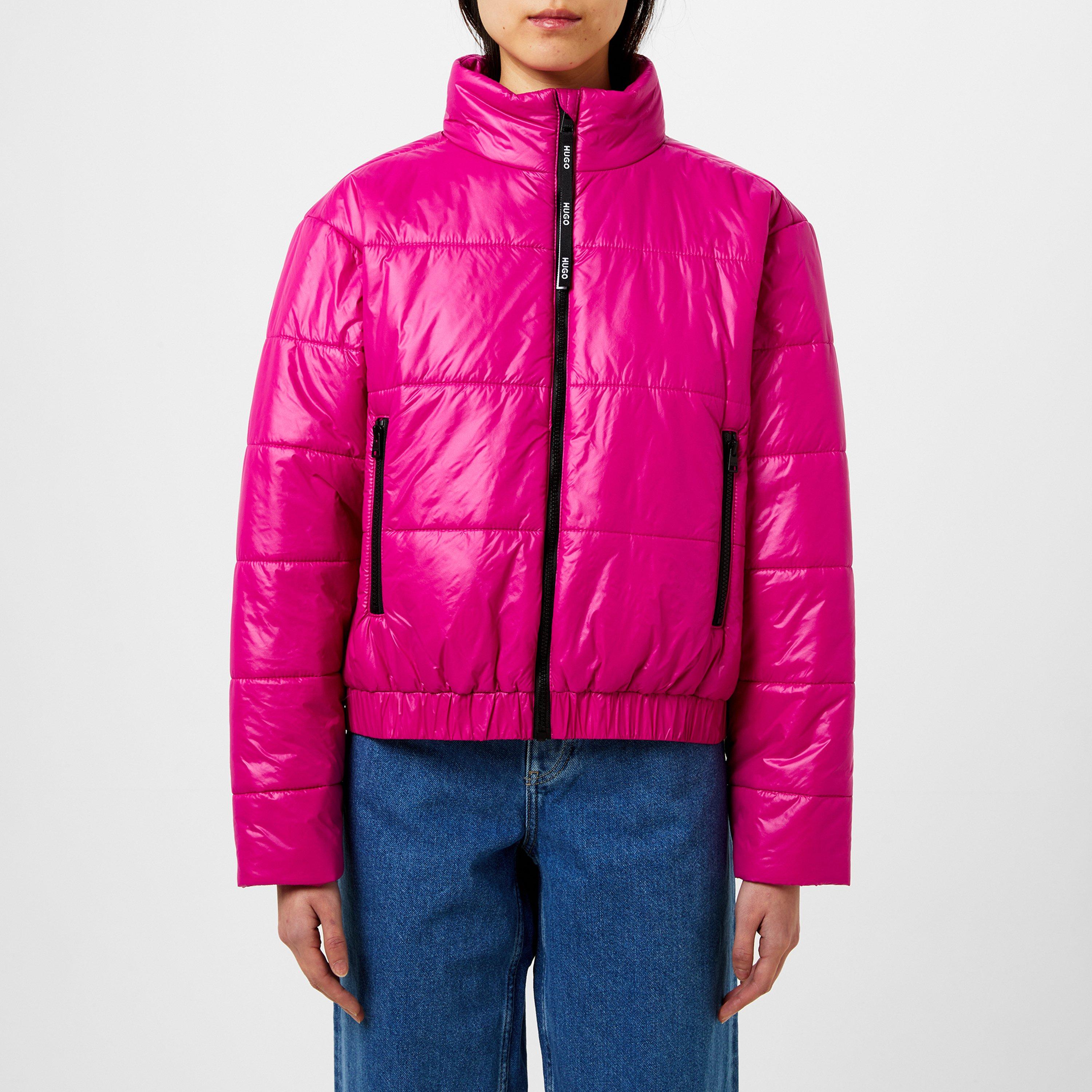Dark Pink - Hugo - Women's Felara Cropped Lightweight Short Puffer Jacket - 3